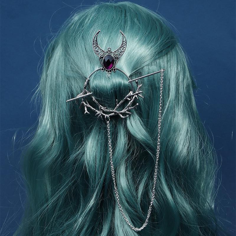 PRE-ORDER - Metal Hair Accessories - Wolf - Moon - Tree of life