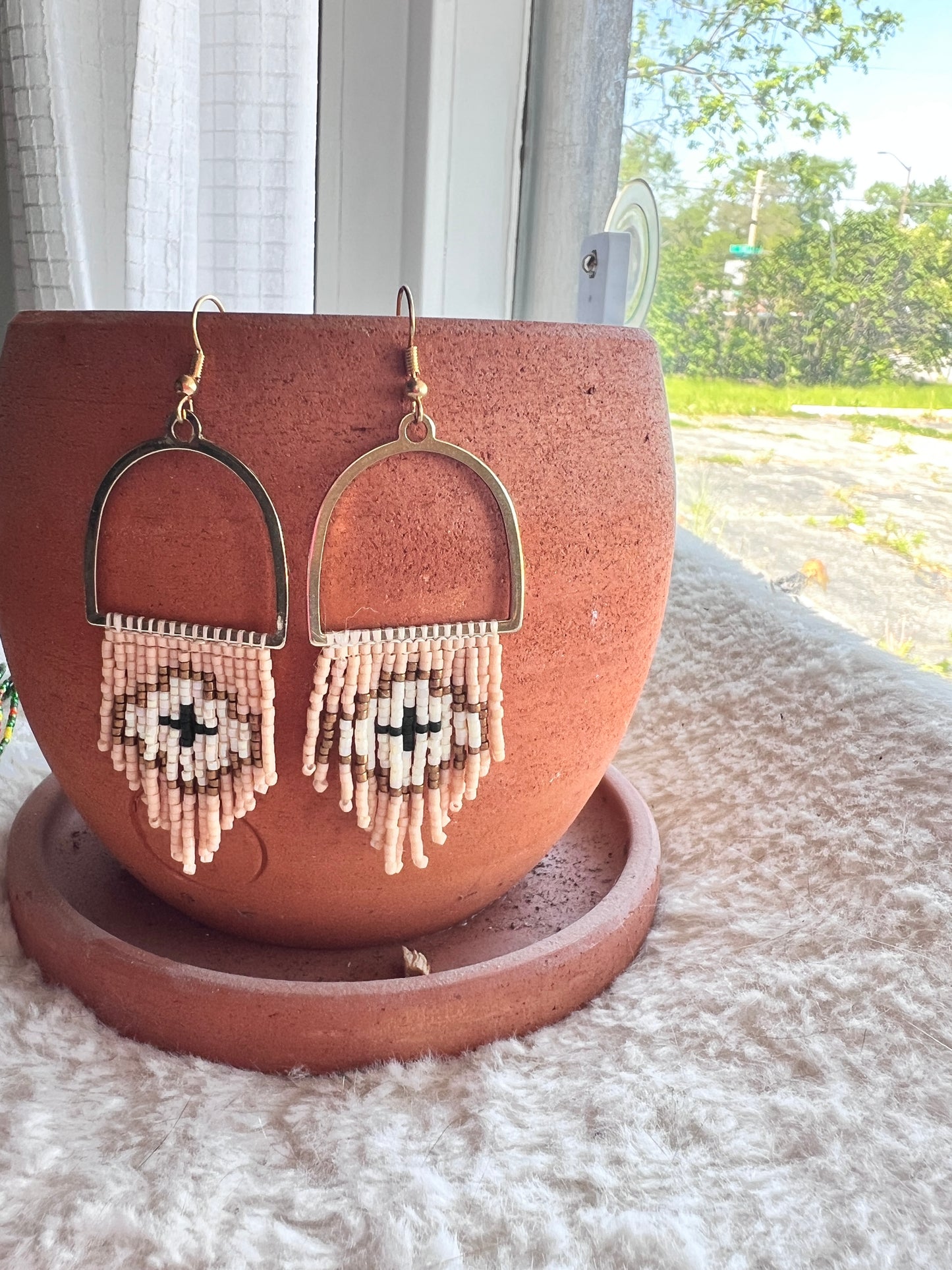 Handmade beaded earrings - boho