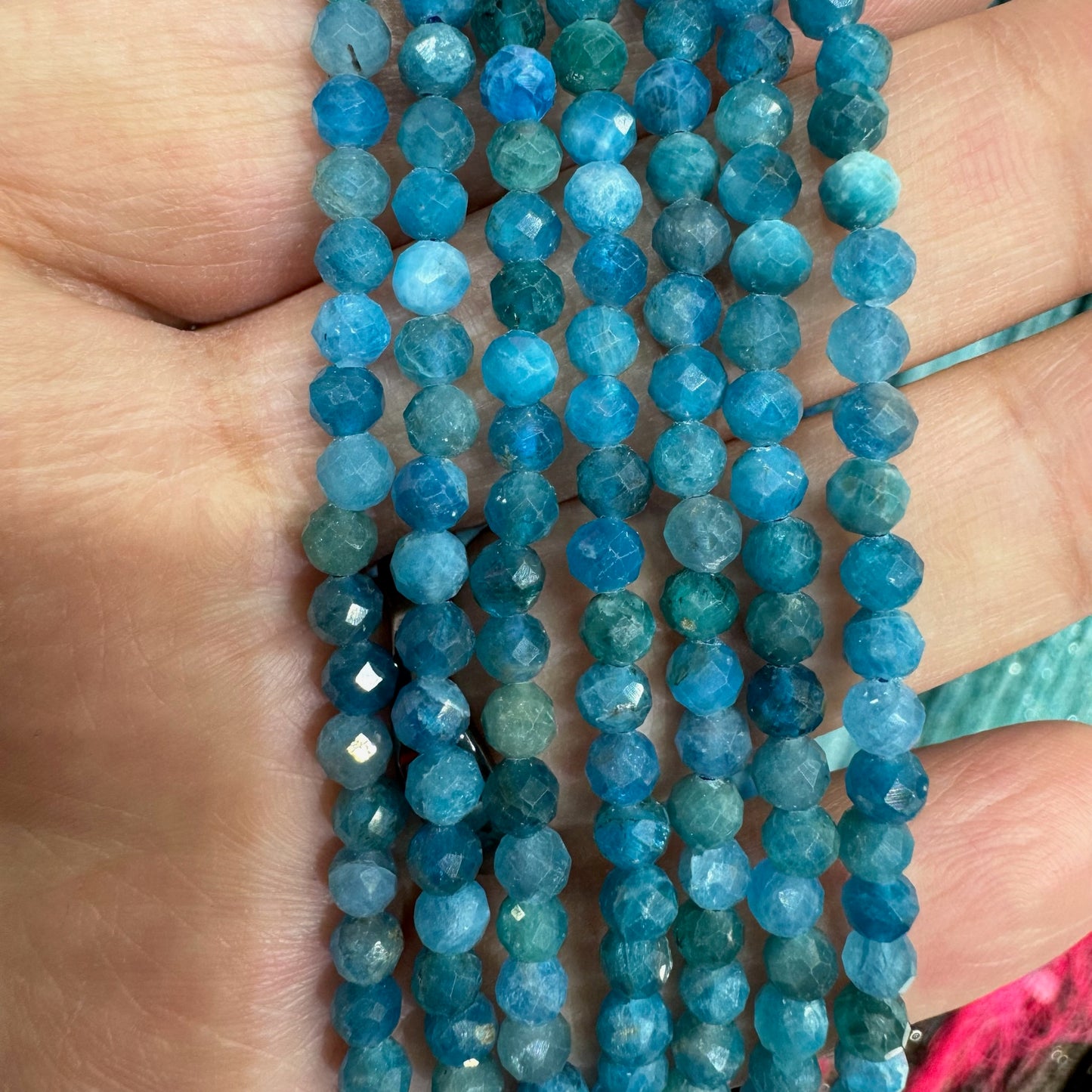 PRE-ORDER - WAREHOUSE - Blue Apatite Faceted Strand 3mm 4.5mm