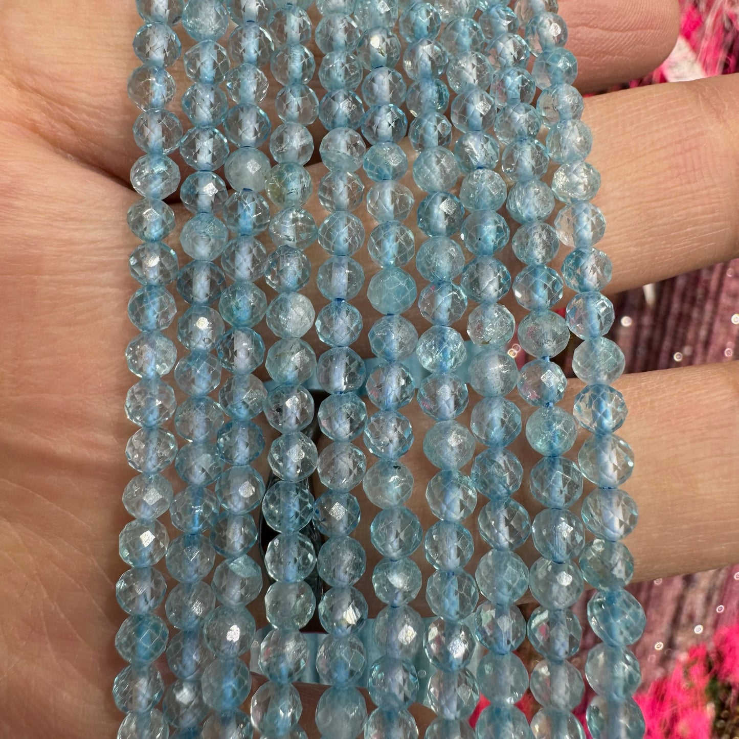 PRE-ORDER - WAREHOUSE - Blue Topaz Faceted Bead Strand 3.5mm 4mm