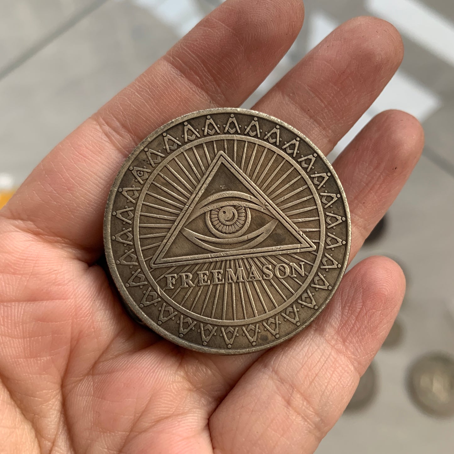 Brass coin Freemason