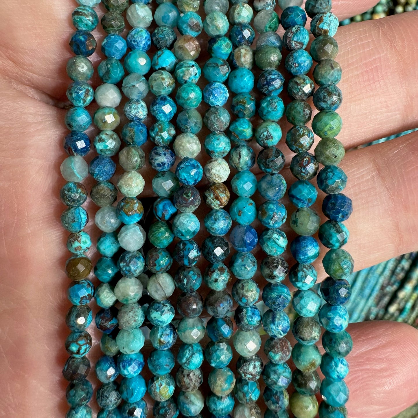 PRE-ORDER - WAREHOUSE - Chrysocolla Faceted Bead Strand 4mm