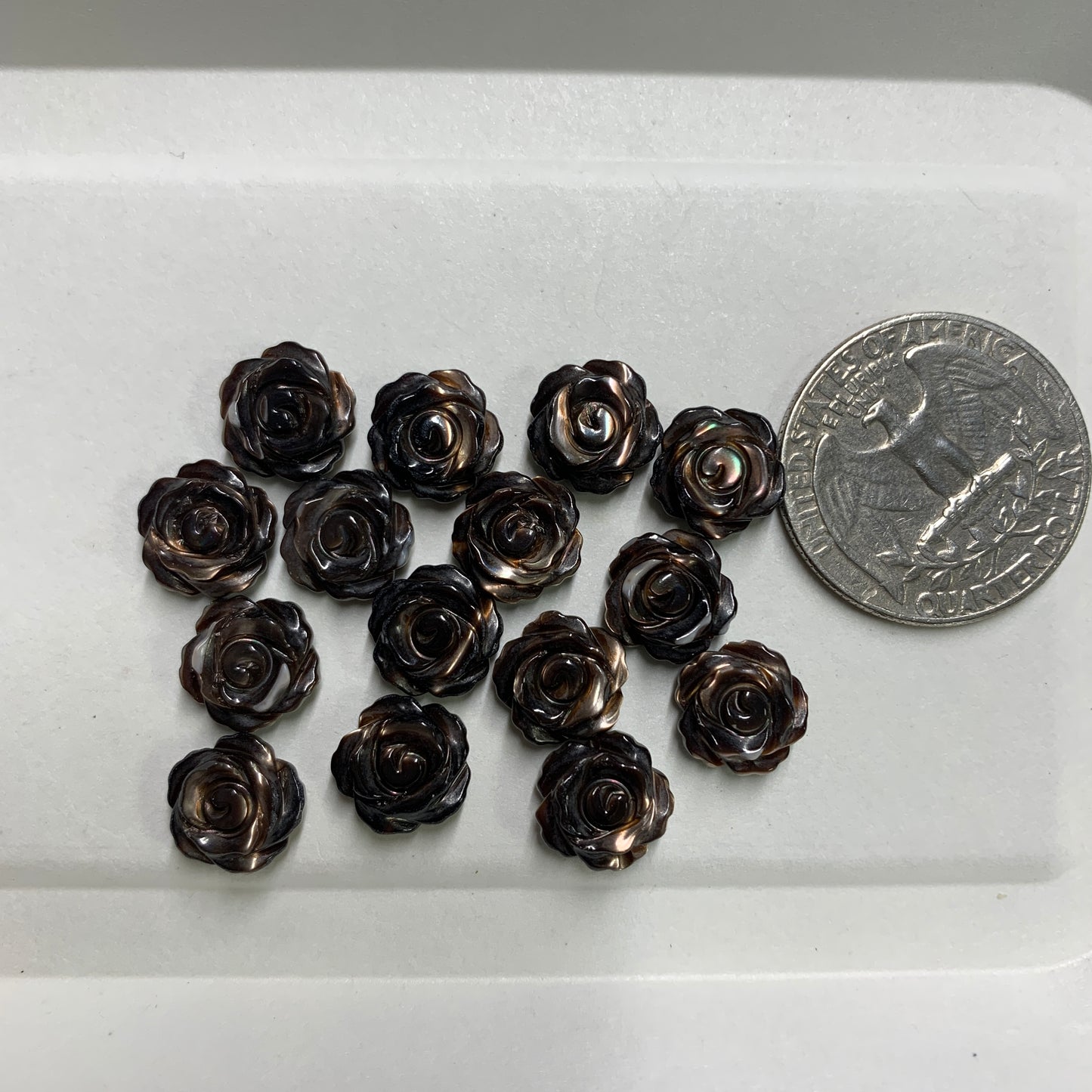 Double Sided Rose Bead - Mother of Pearl - 10mm