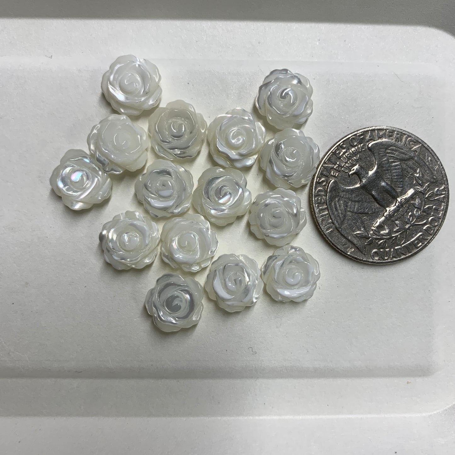 Double Sided Rose Bead - Mother of Pearl - 10mm