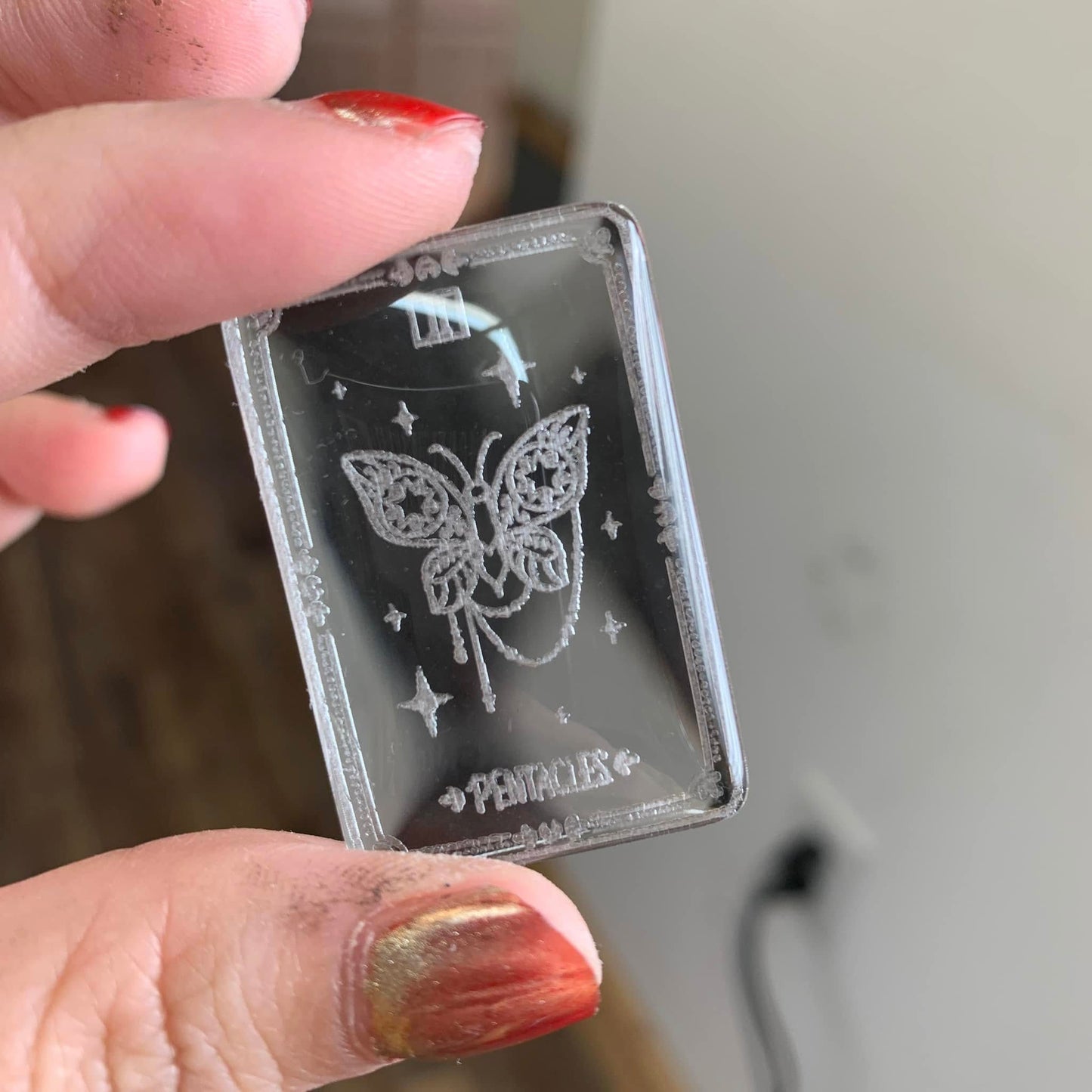 Engraved Glass Cab - Made to order - Tarot ( Version 1 )