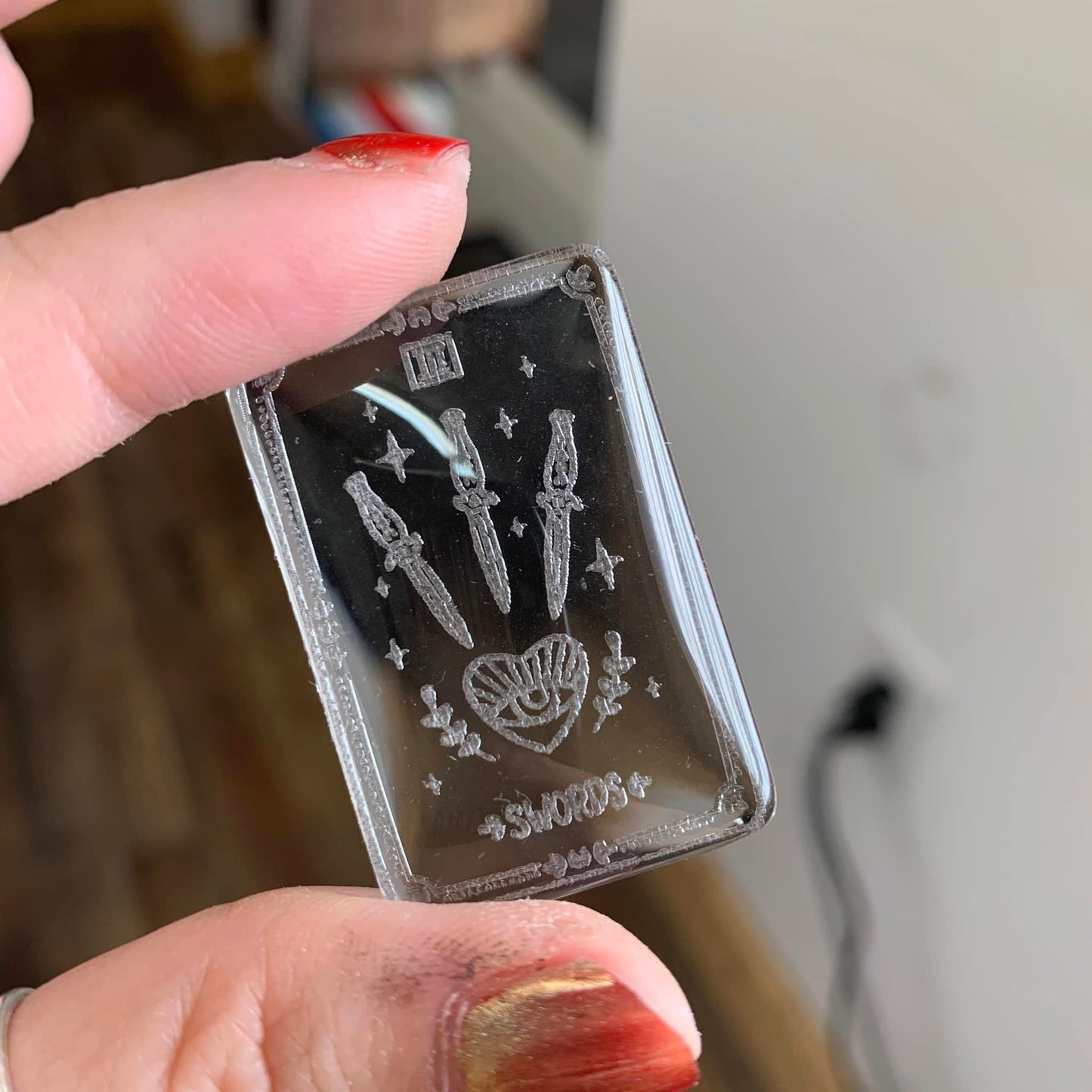 Engraved Glass Cab - Made to order - Tarot ( Version 1 )