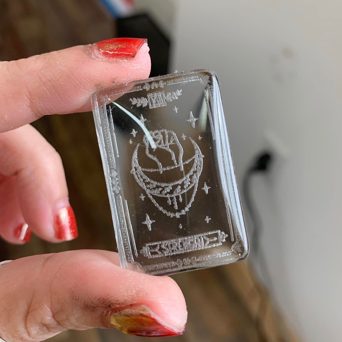 Engraved Glass Cab - Made to order - Tarot ( Version 1 )
