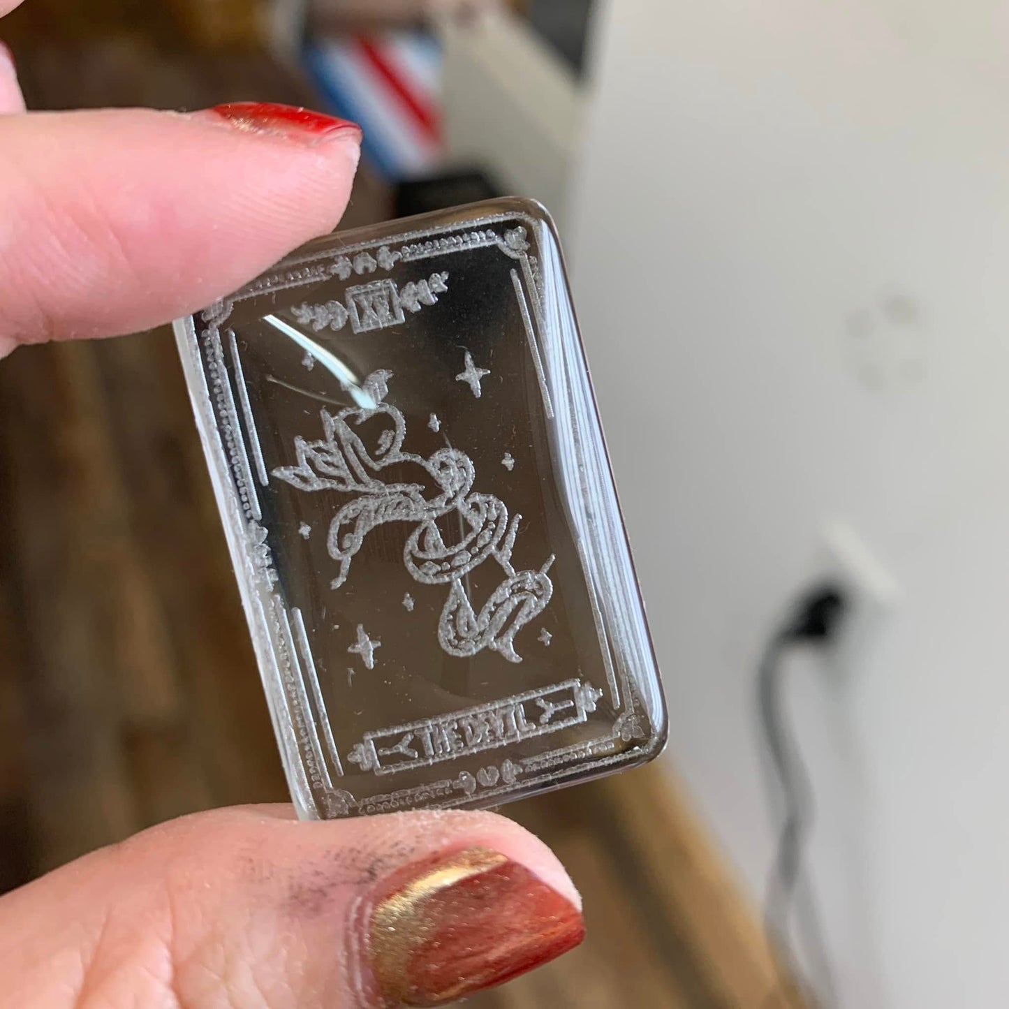 Engraved Glass Cab - Made to order - Tarot ( Version 1 )