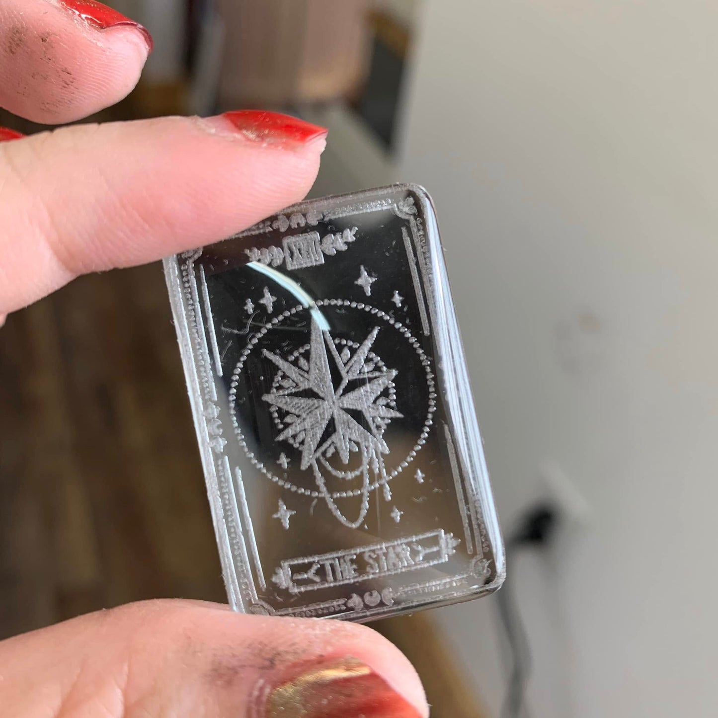 Engraved Glass Cab - Made to order - Tarot ( Version 1 )