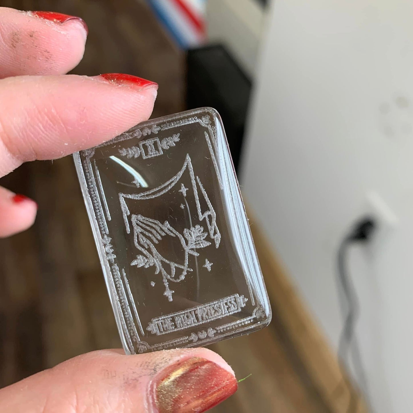 Engraved Glass Cab - Made to order - Tarot ( Version 1 )
