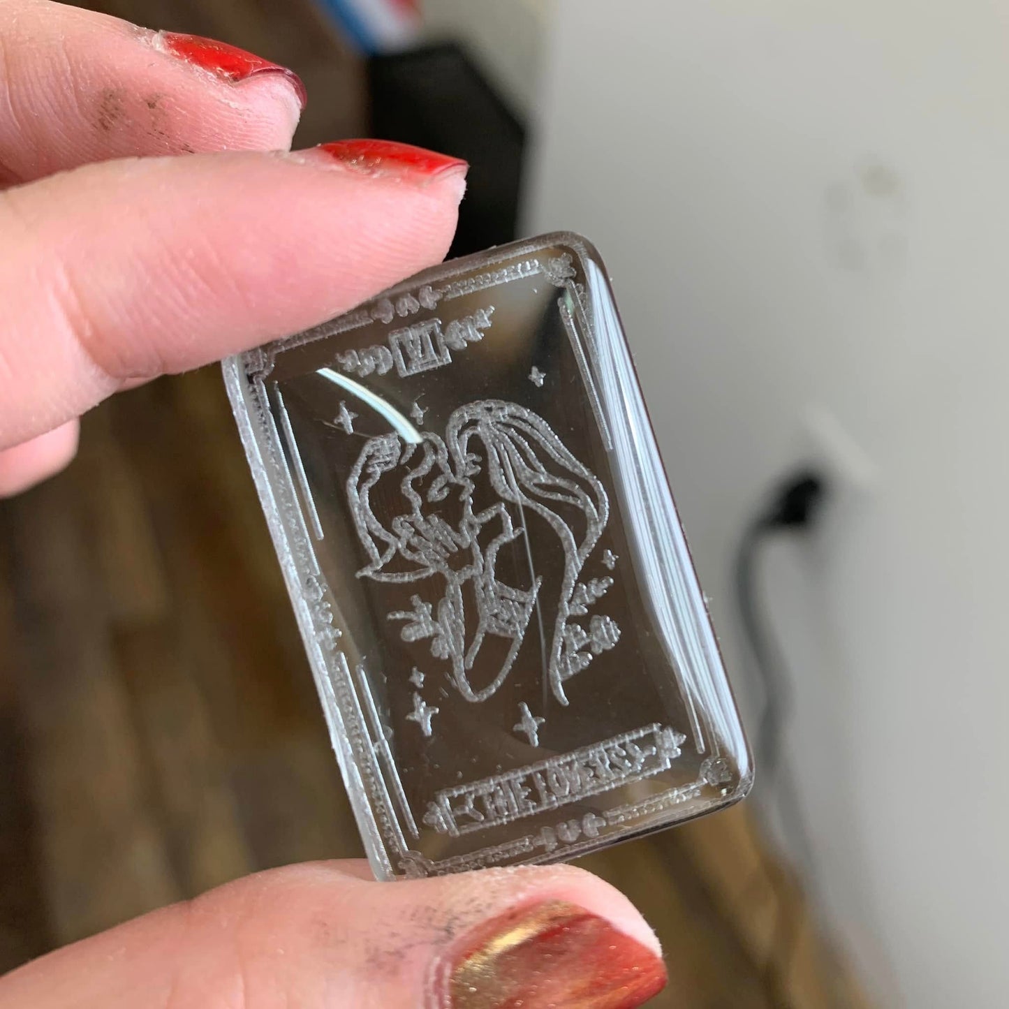Engraved Glass Cab - Made to order - Tarot ( Version 1 )