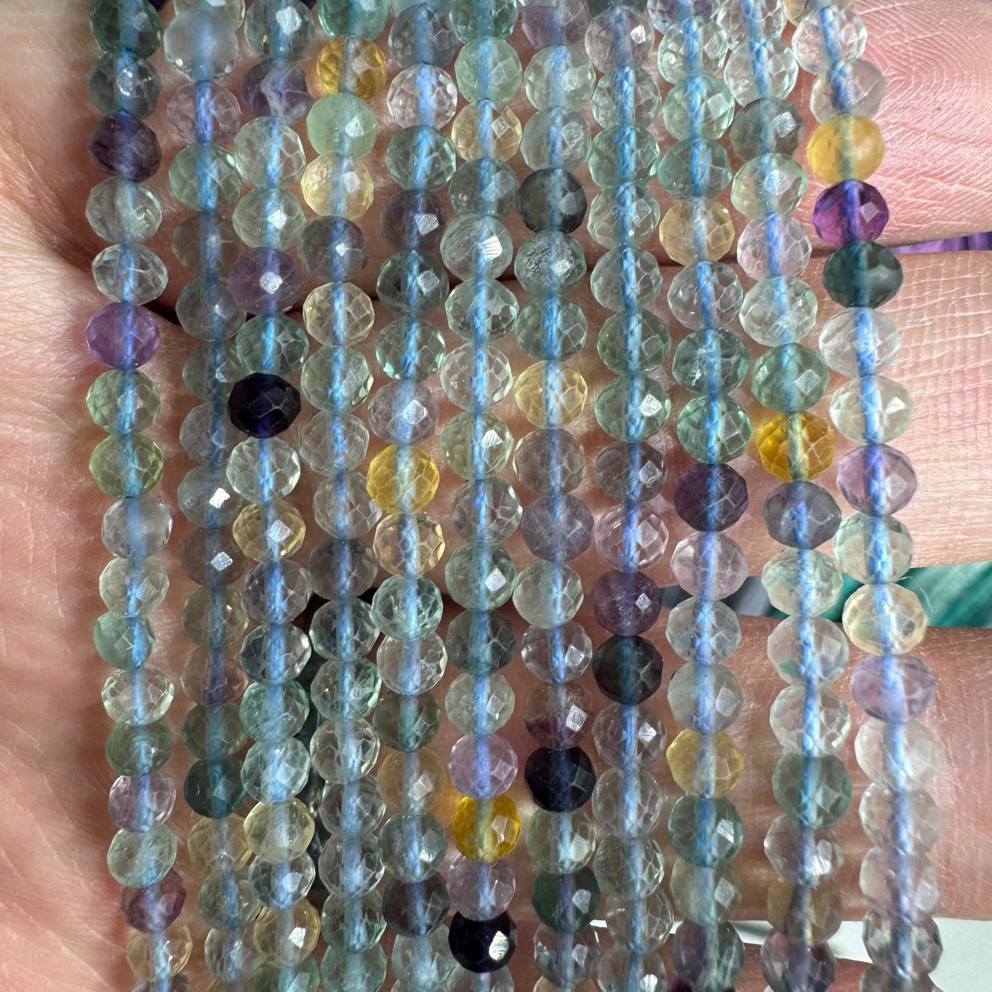 Fluorite Faceted Bead Strand 3mm 4mm