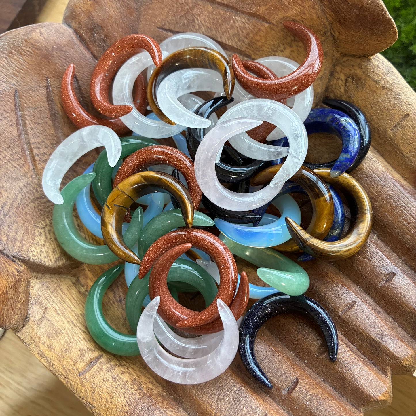 Skinny puffy moon - 30mm - Opalite - Blue Sandstone - Gold Sandstone - Clear quartz - Rose Quartz - Green Aventurine - Tiger Eye - Lapis