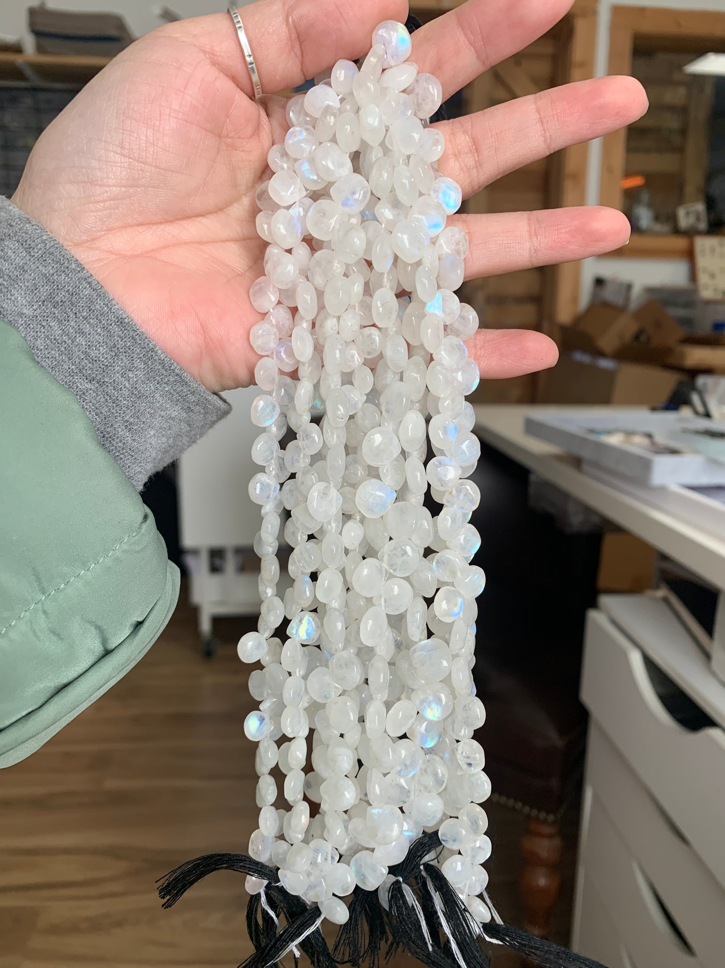 Moonstone - 8 inches - Briolette Strand