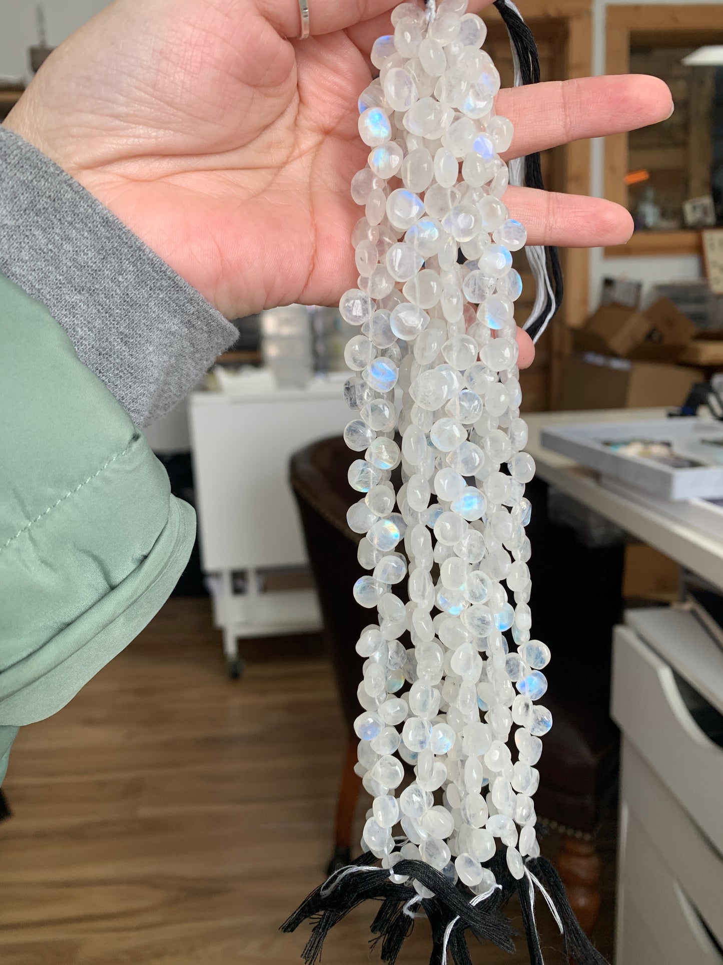 Moonstone - 8 inches - Briolette Strand