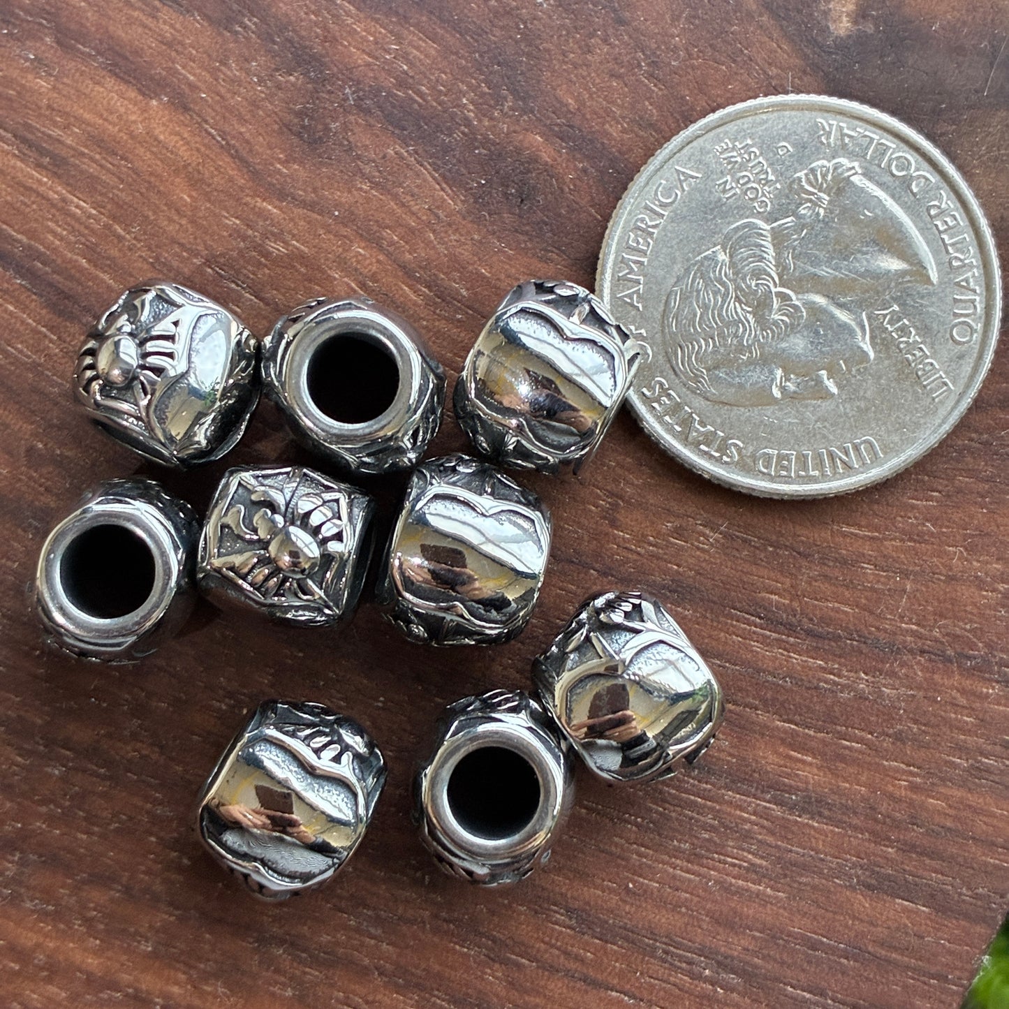 IN STOCK - Stainless Steel - Bead - Wolf - Owl - Leaf - Cross - Skull - Dice - Spider