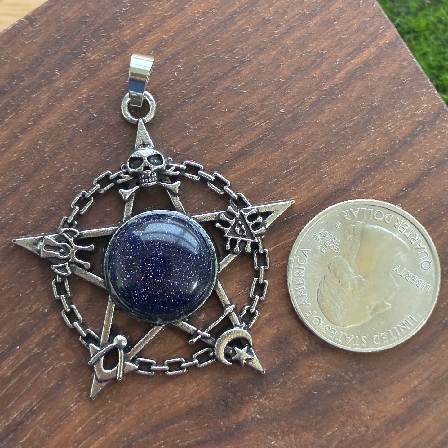 Copper Pendant - 5 Point Star - Amethyst - Tiger Eye - Blue Sandstone