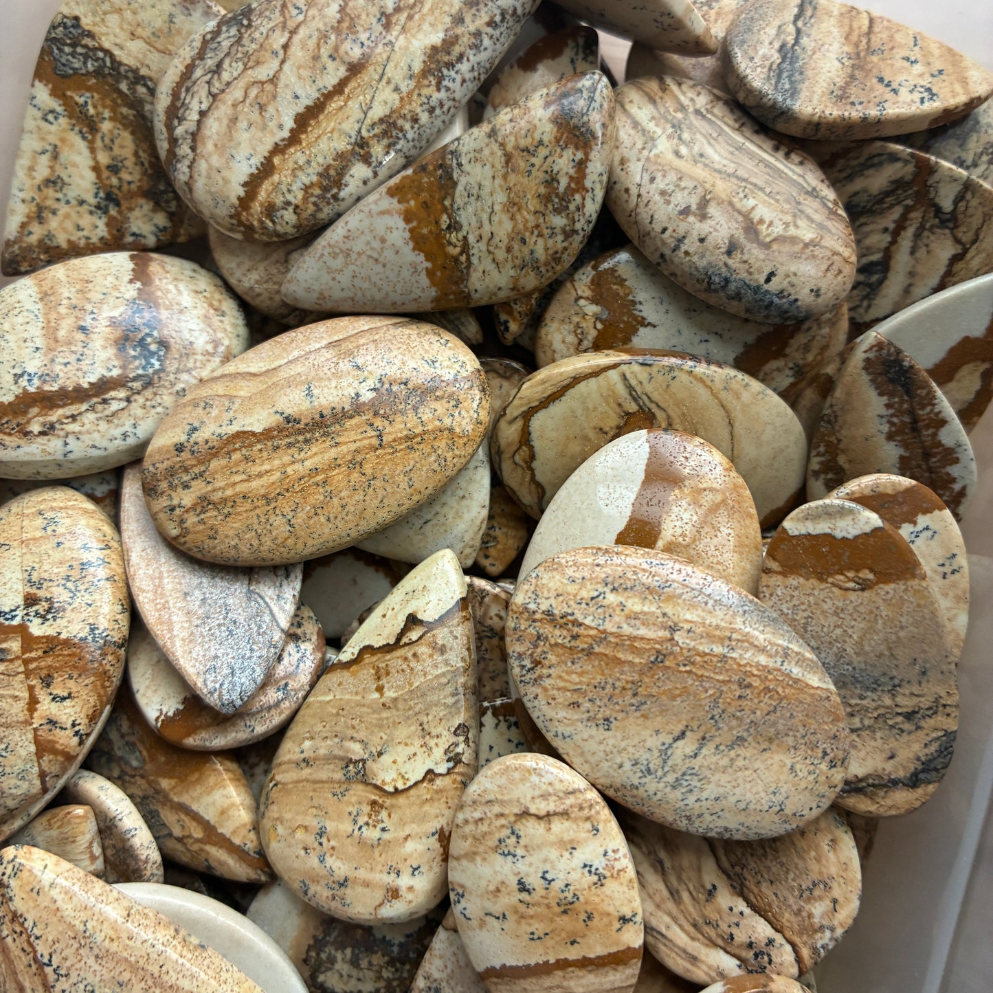 Picture Jasper Cabochon - Teardrop - Oval - Freeform