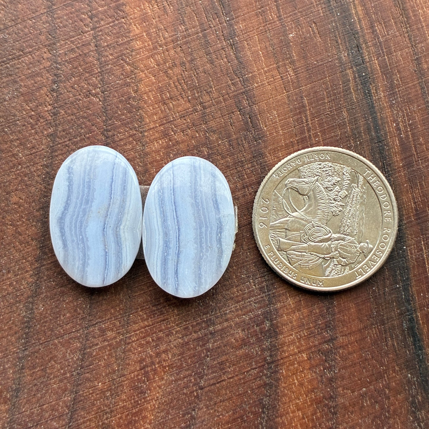 Blue Lace Agate - Cabochon Pair - Oval - Teardrop