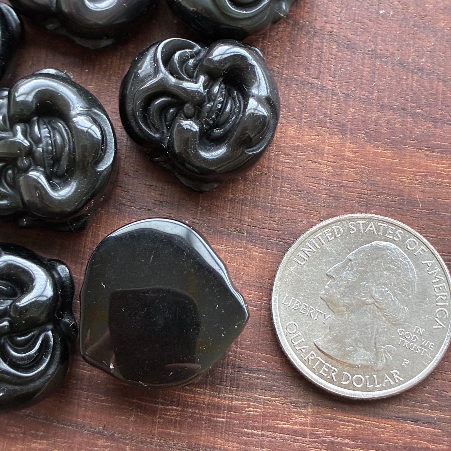 Obsidian / Rainbow Obsidian Happy Buddha Head Bead