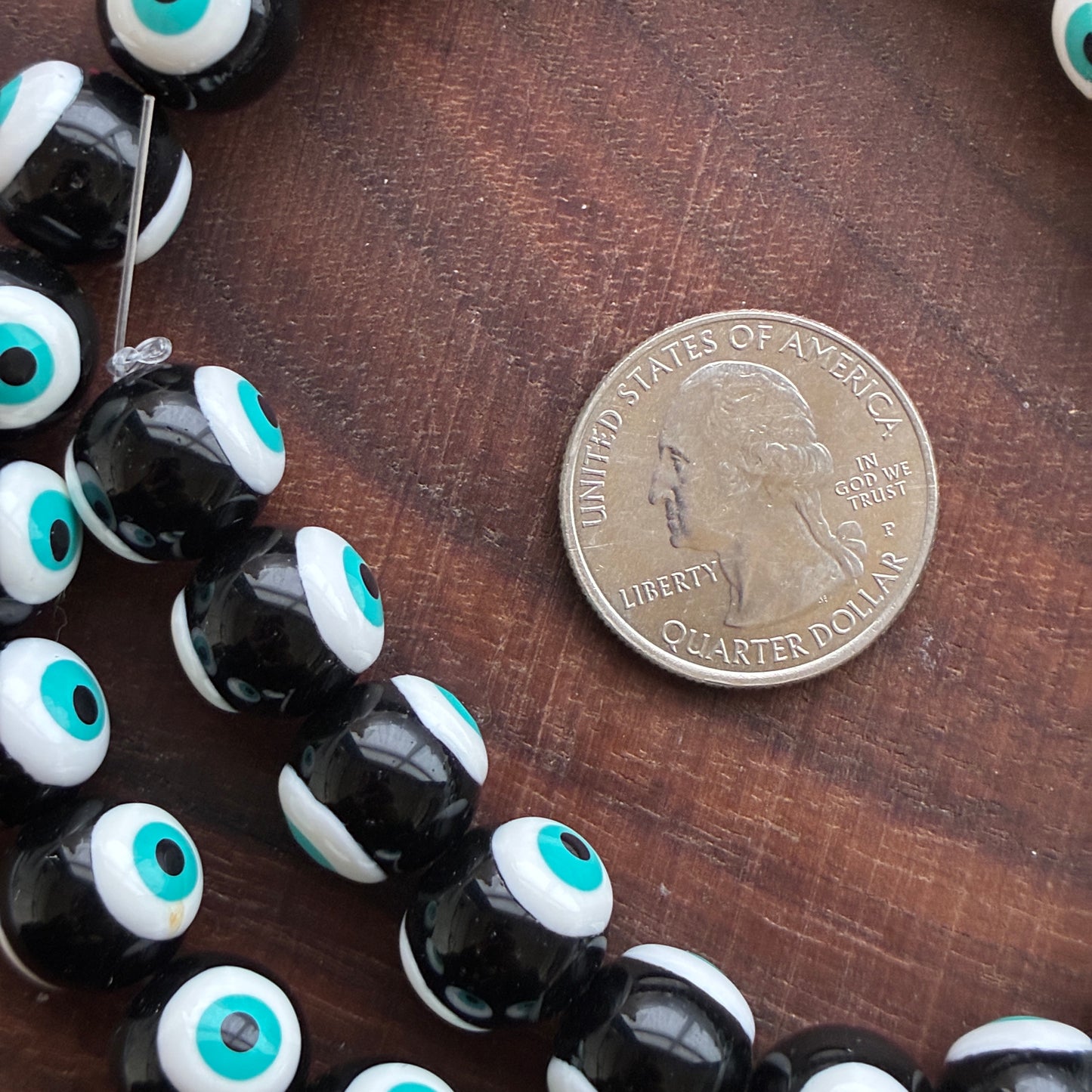 Glass Bead Strand - Evil eye - Flat Rondelle - Round