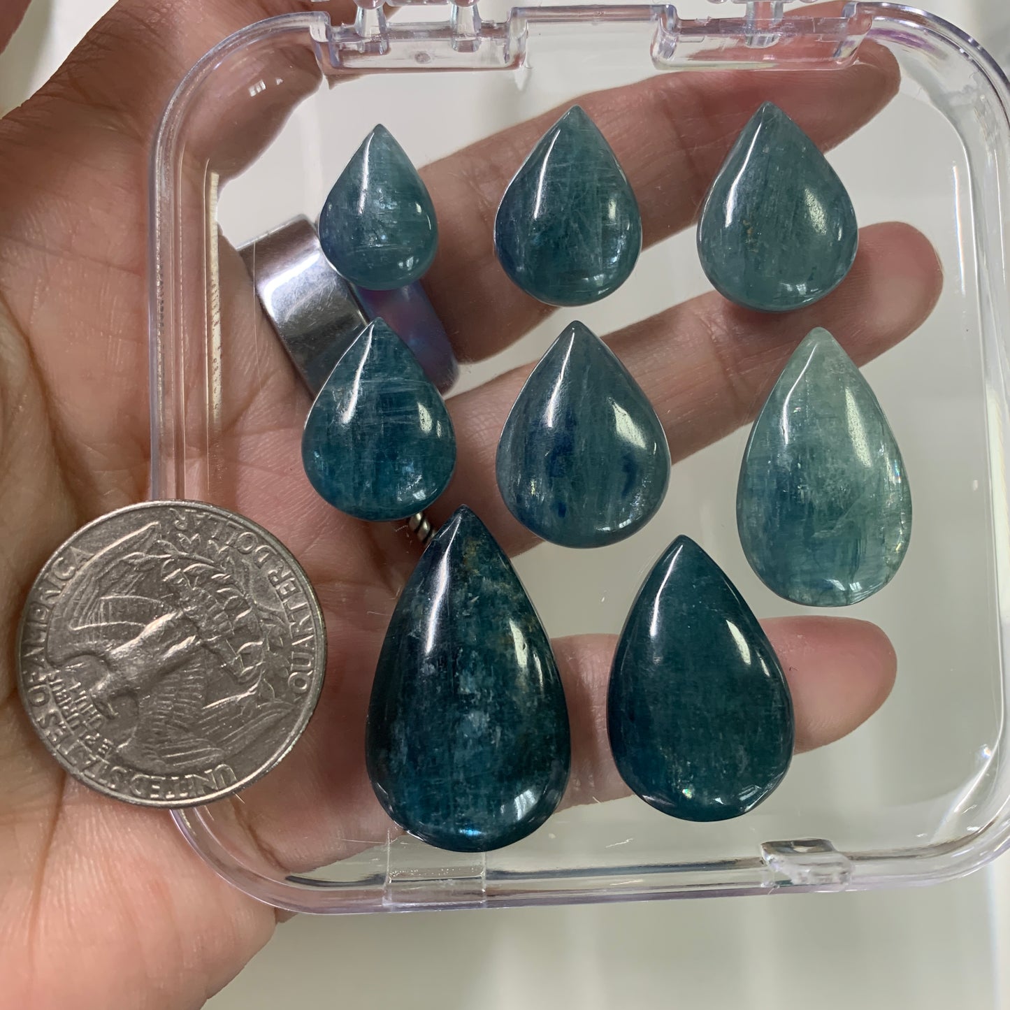 Blue Green Kyanite Cabochon - Teardrop