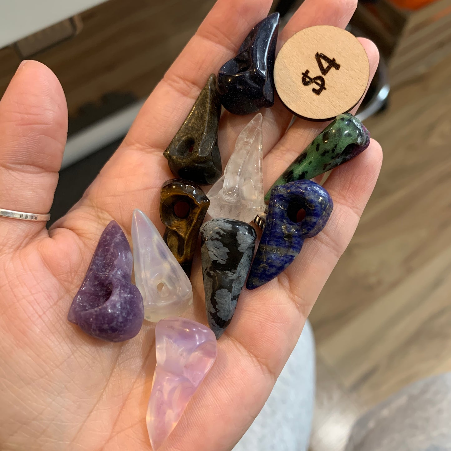 Raven Skull - Lapis - Clear Quartz - Ruby Zoisite - Snowflake Obsidian - Tiger Eye - Pink Opalite - Lepidolite - Gold Obsidian