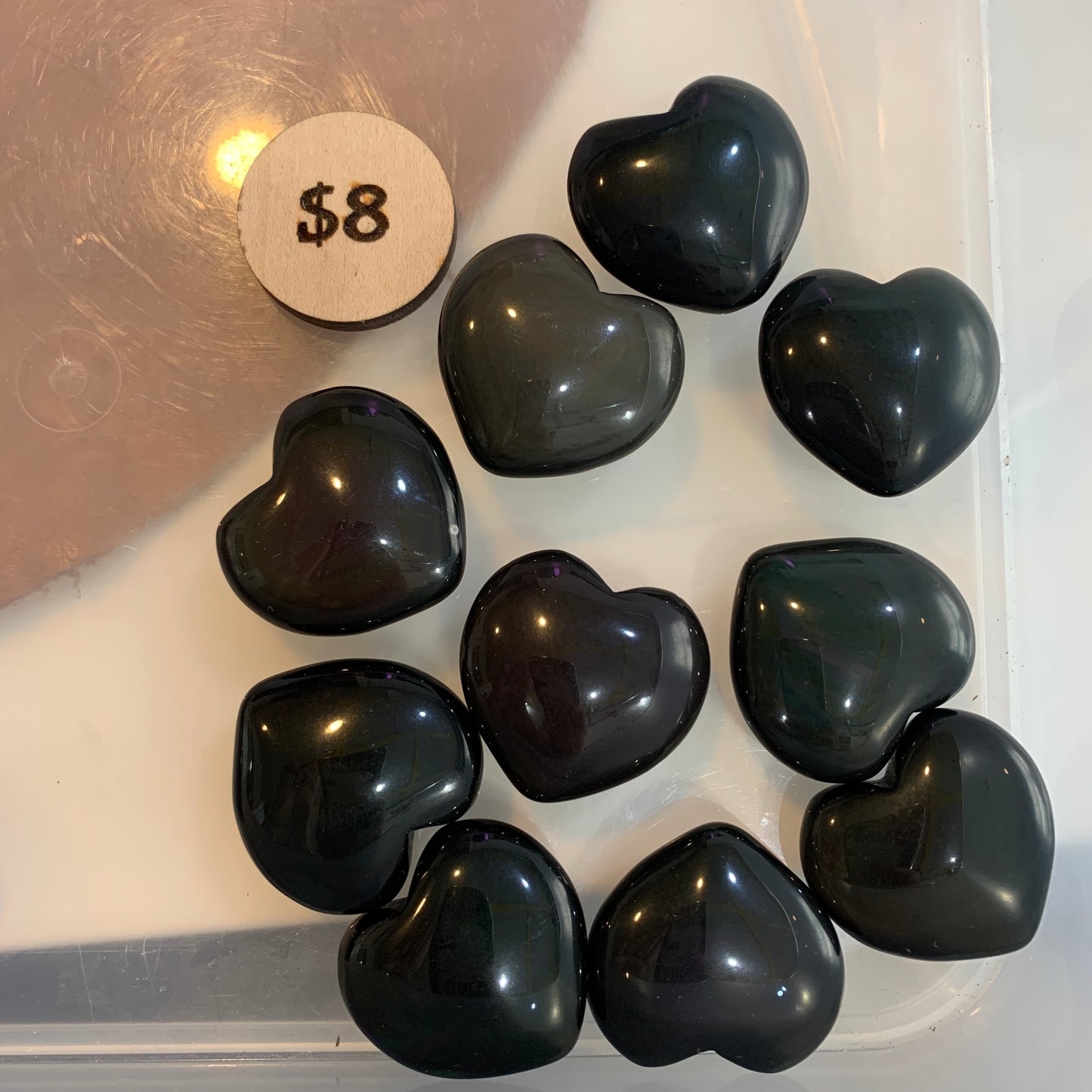 Puffy Heart - Gold Obsidian - Rainbow Obsidian