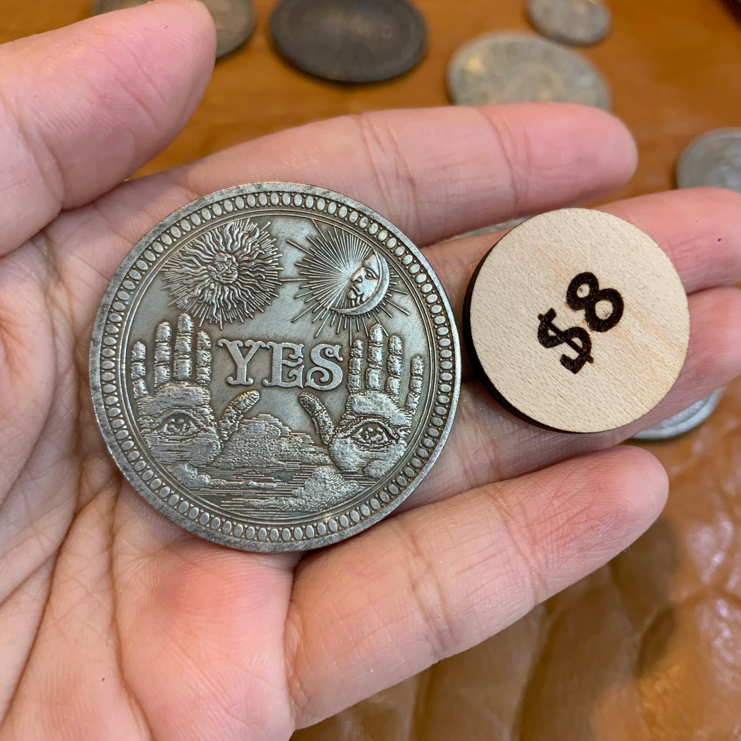 IN STOCK - Brass Coin $8