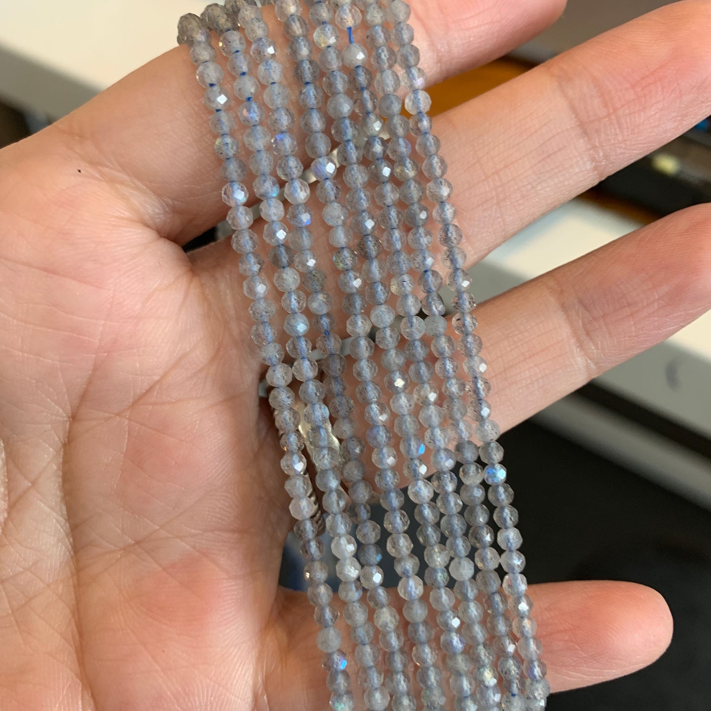 IN STOCK - Faceted Strand - Amazonite - Lab / Grey Moonstone - Rainbow Tourmaline - Moonstone - Indian Moss - 4mm - 2mm - 3mm
