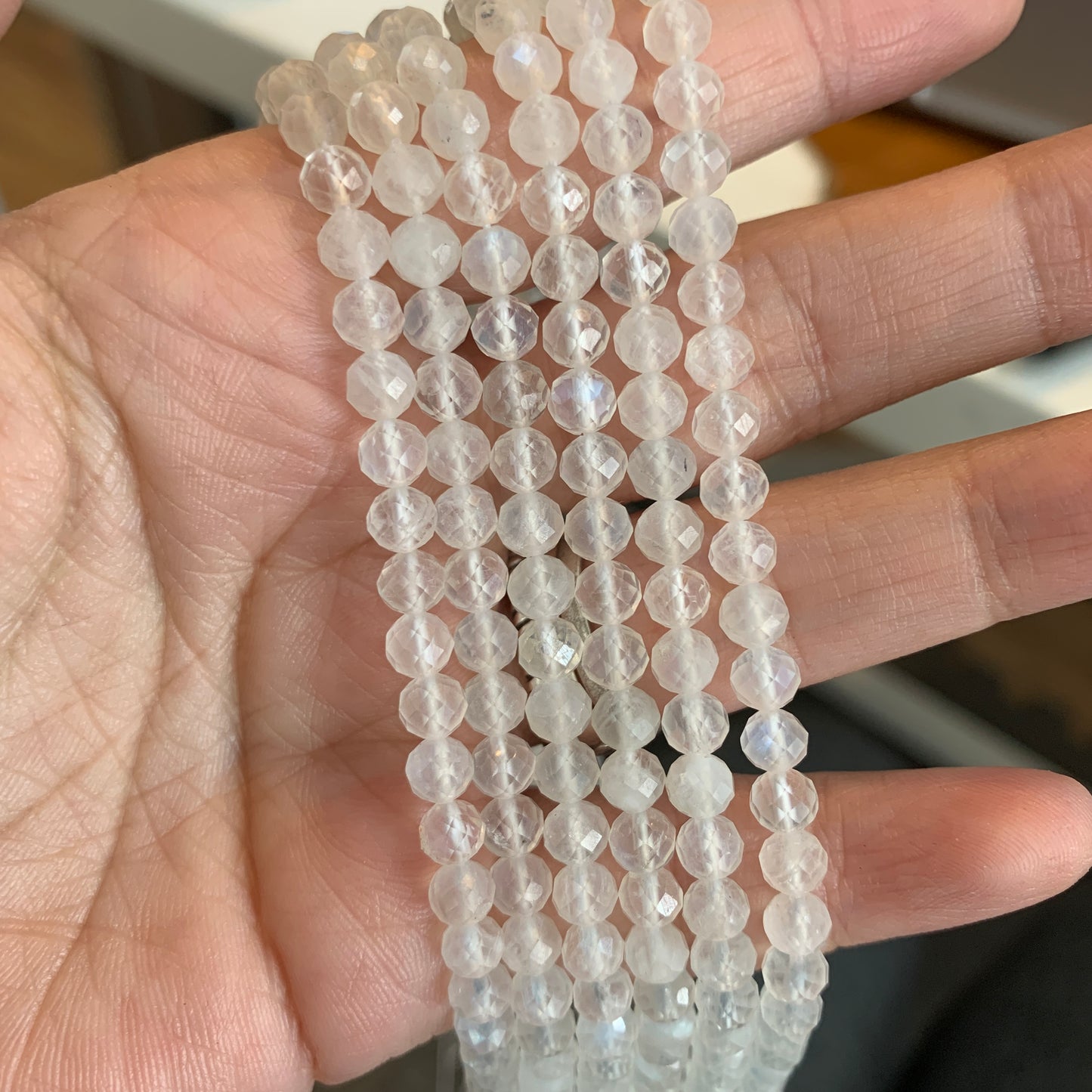 IN STOCK - Faceted Strand - Amazonite - Lab / Grey Moonstone - Rainbow Tourmaline - Moonstone - Indian Moss - 4mm - 2mm - 3mm