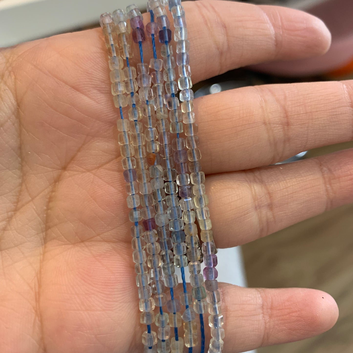 IN STOCK - Faceted Strand - Amazonite - Lab / Grey Moonstone - Rainbow Tourmaline - Moonstone - Indian Moss - 4mm - 2mm - 3mm