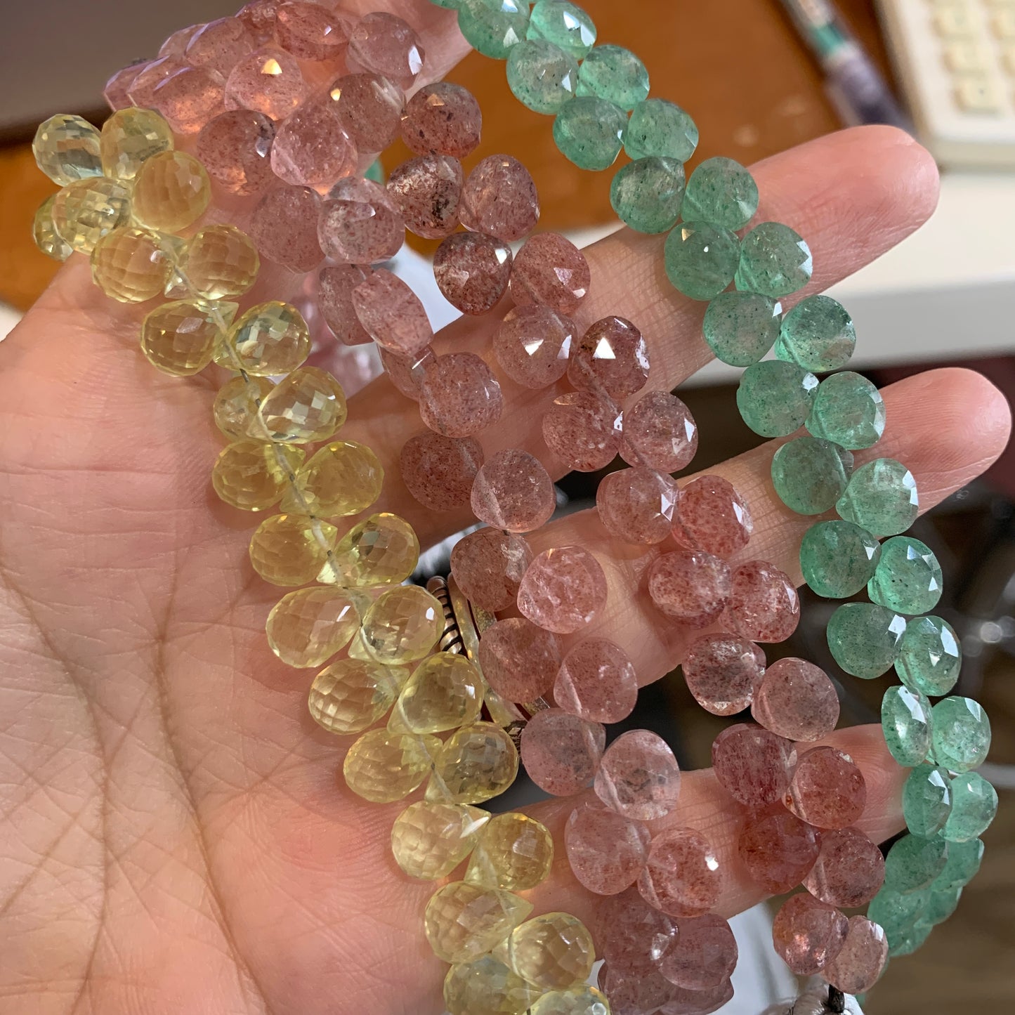 LAST STOCK - 8" - Briolette - Faceted Rondelle - Strand