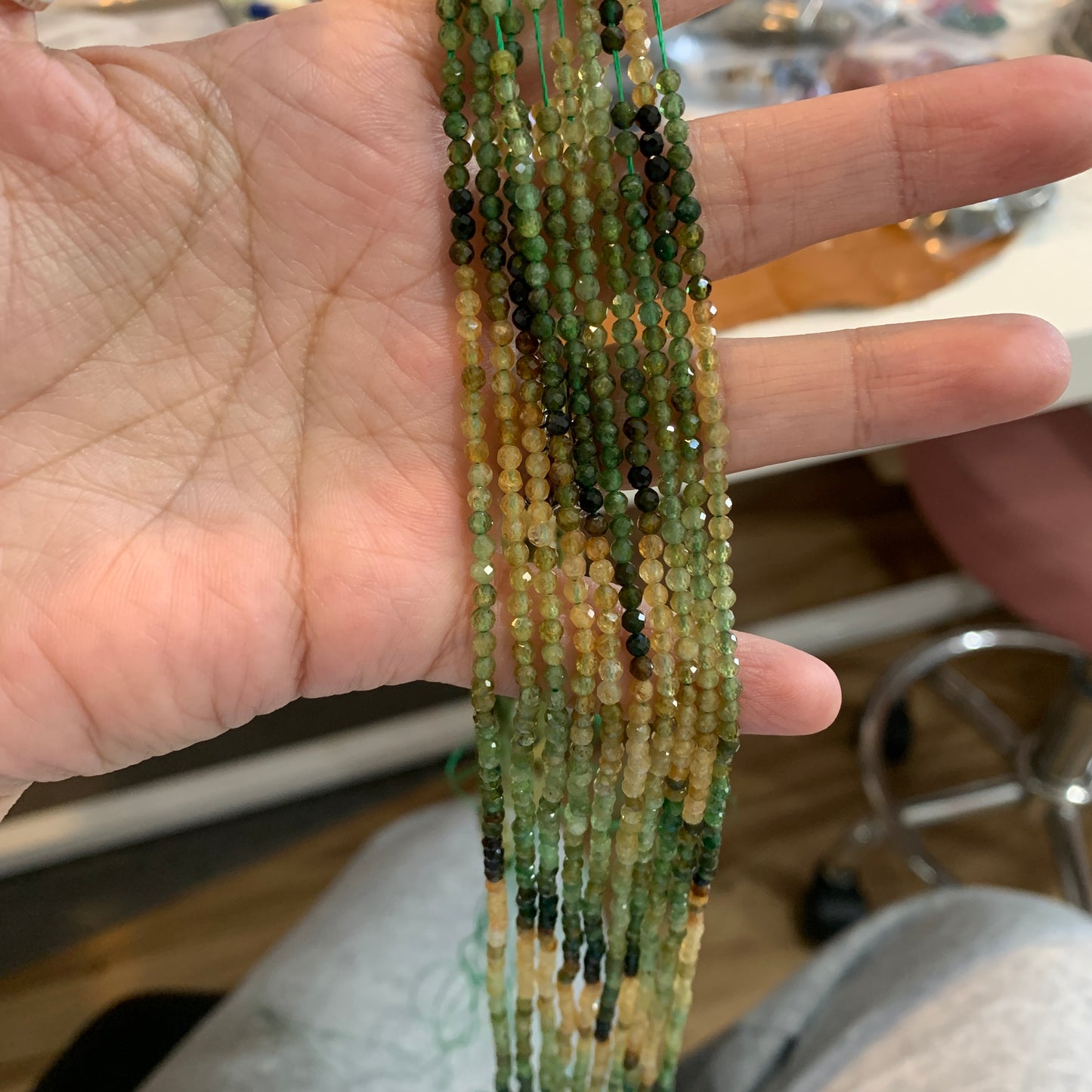 IN STOCK - Faceted Strand - Amazonite - Lab / Grey Moonstone - Rainbow Tourmaline - Moonstone - Indian Moss - 4mm - 2mm - 3mm