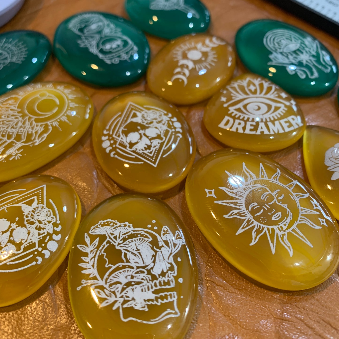 Engraved Onyx Cabochon