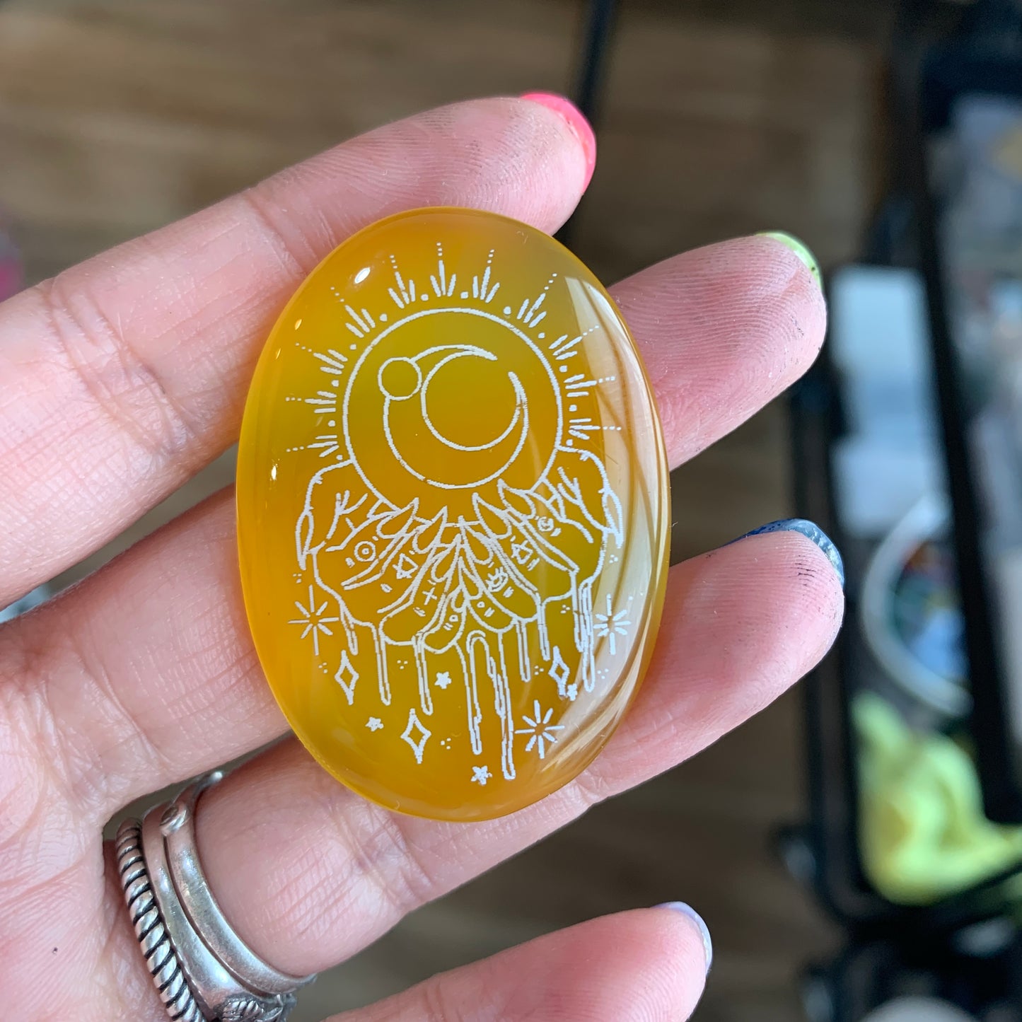 Engraved Onyx Cabochon