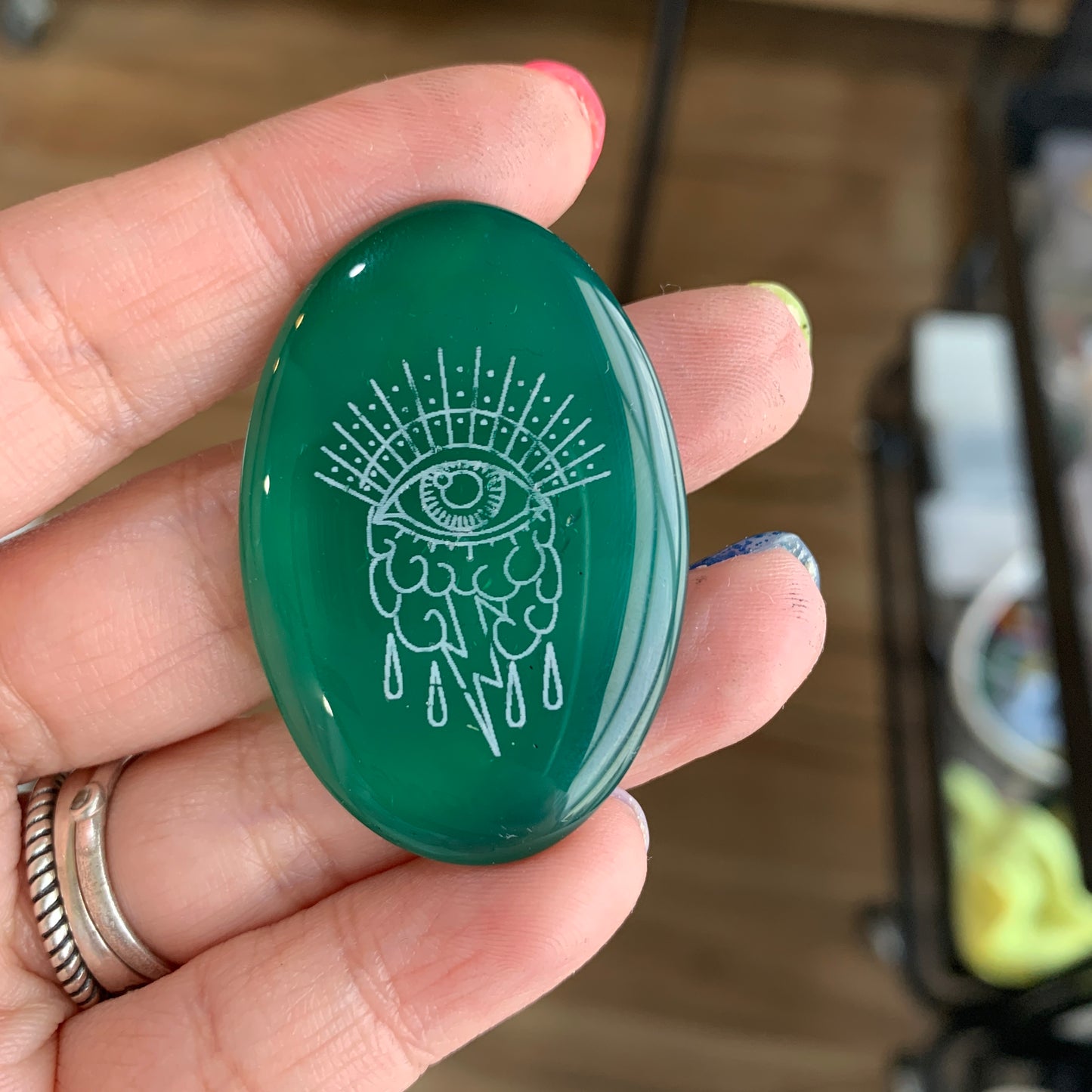 Engraved Onyx Cabochon