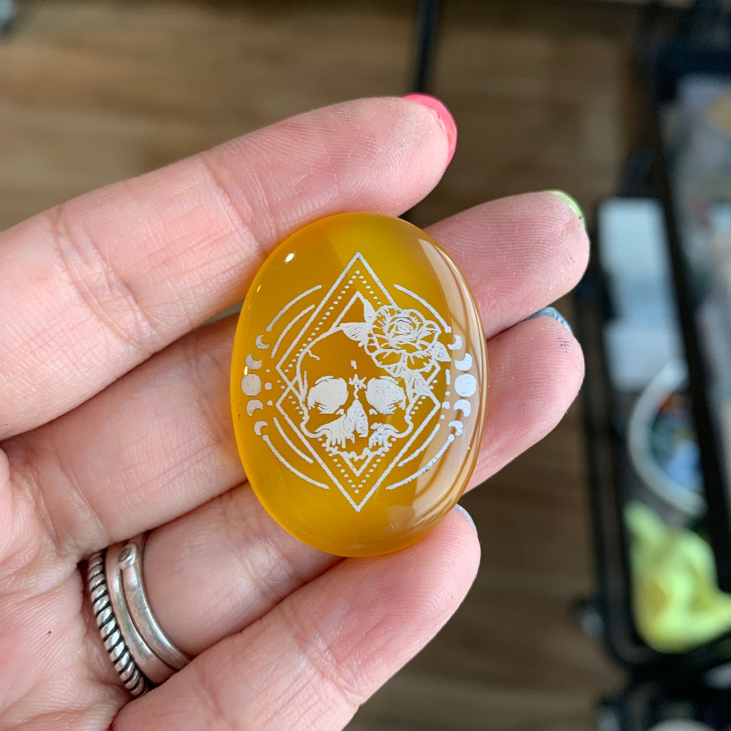 Engraved Onyx Cabochon