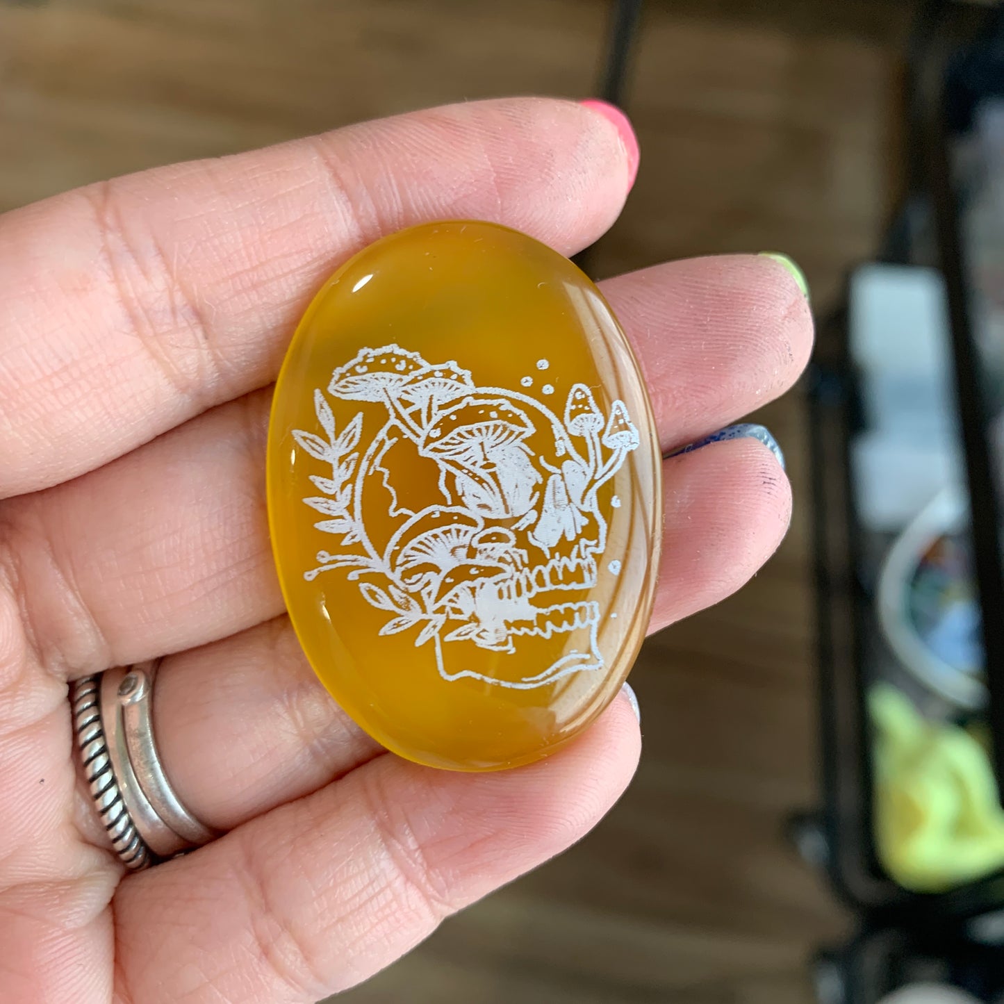 Engraved Onyx Cabochon