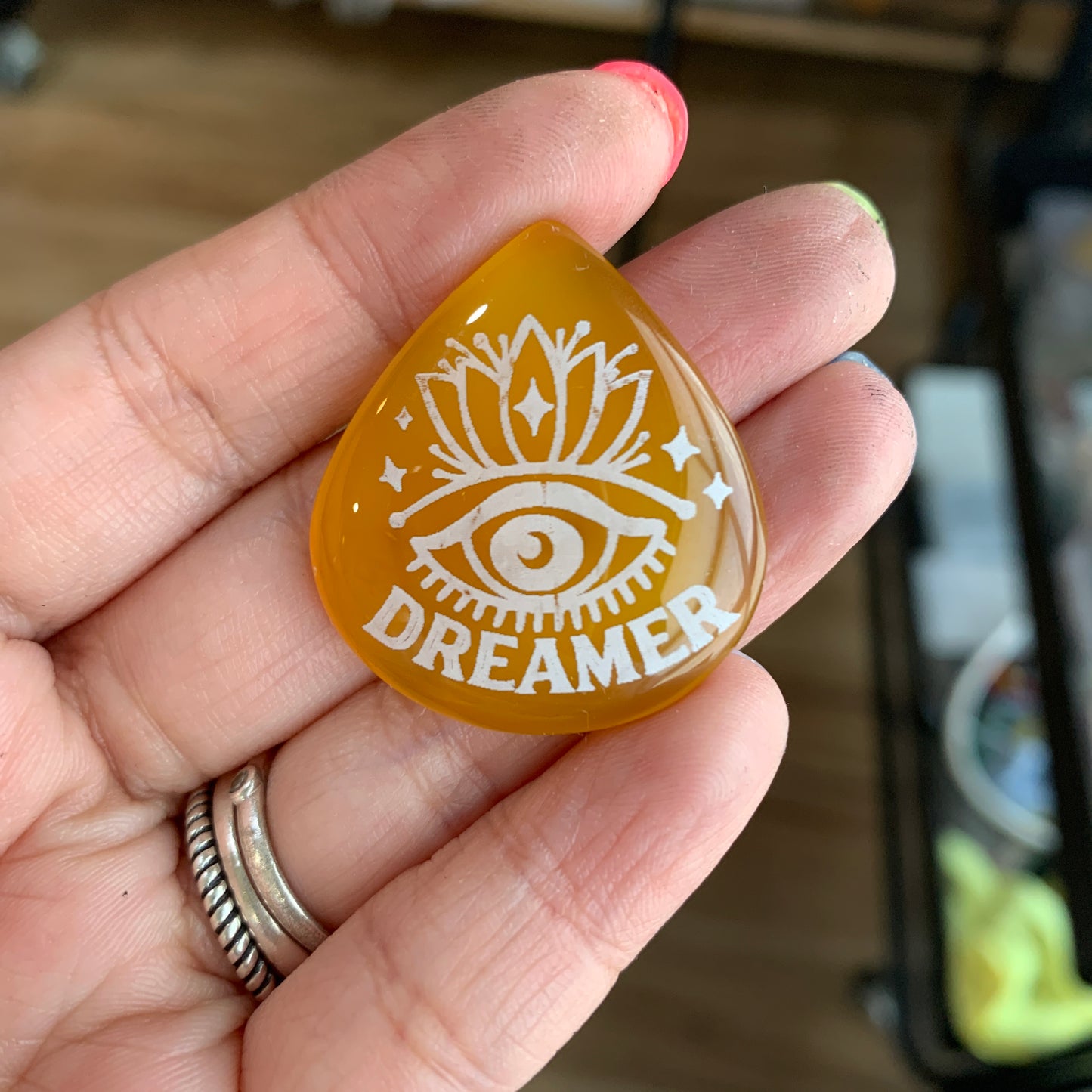Engraved Onyx Cabochon