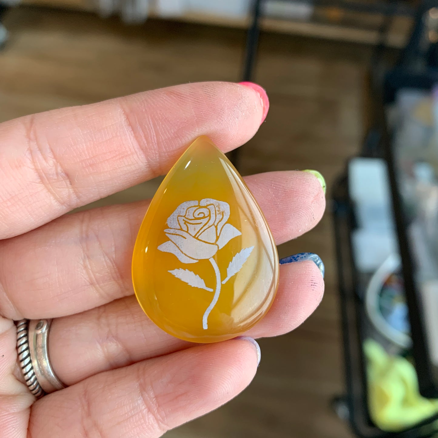 Engraved Onyx Cabochon