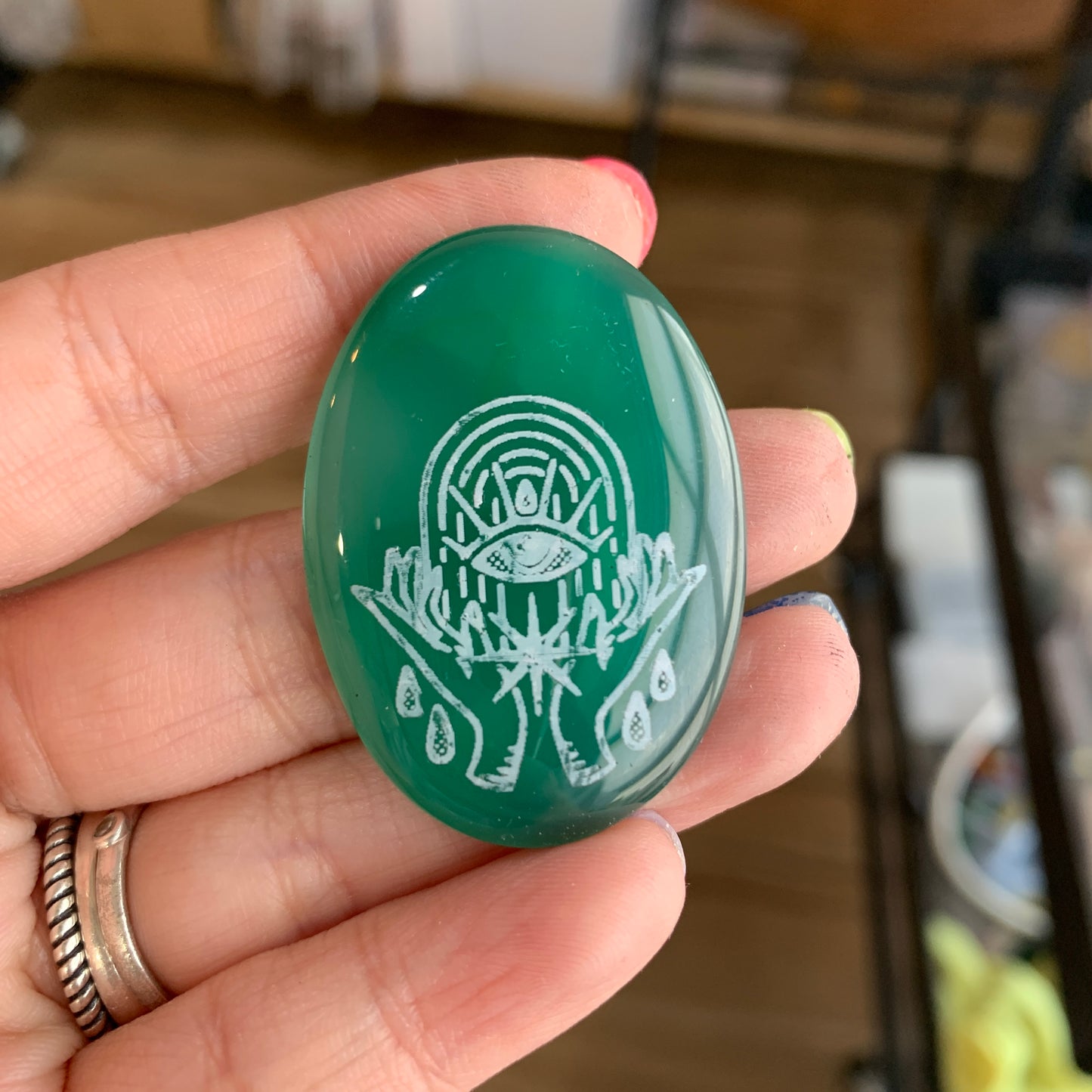 Engraved Onyx Cabochon