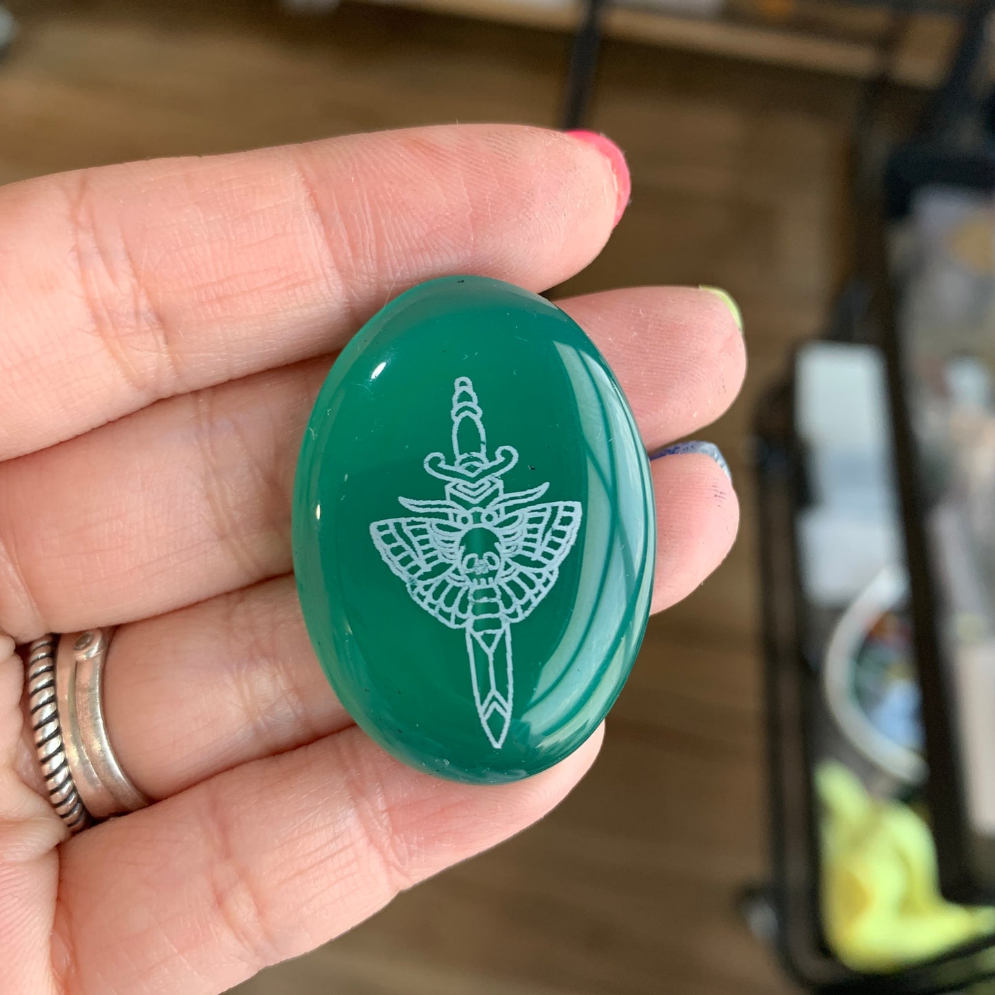 Engraved Onyx Cabochon