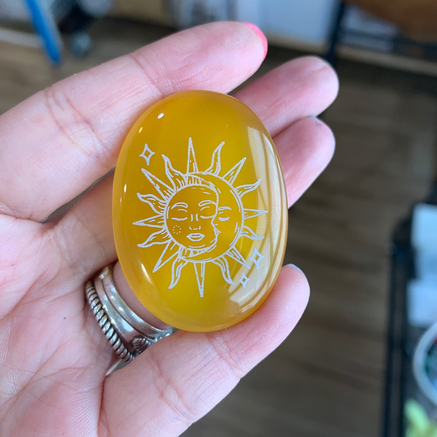 Engraved Onyx Cabochon