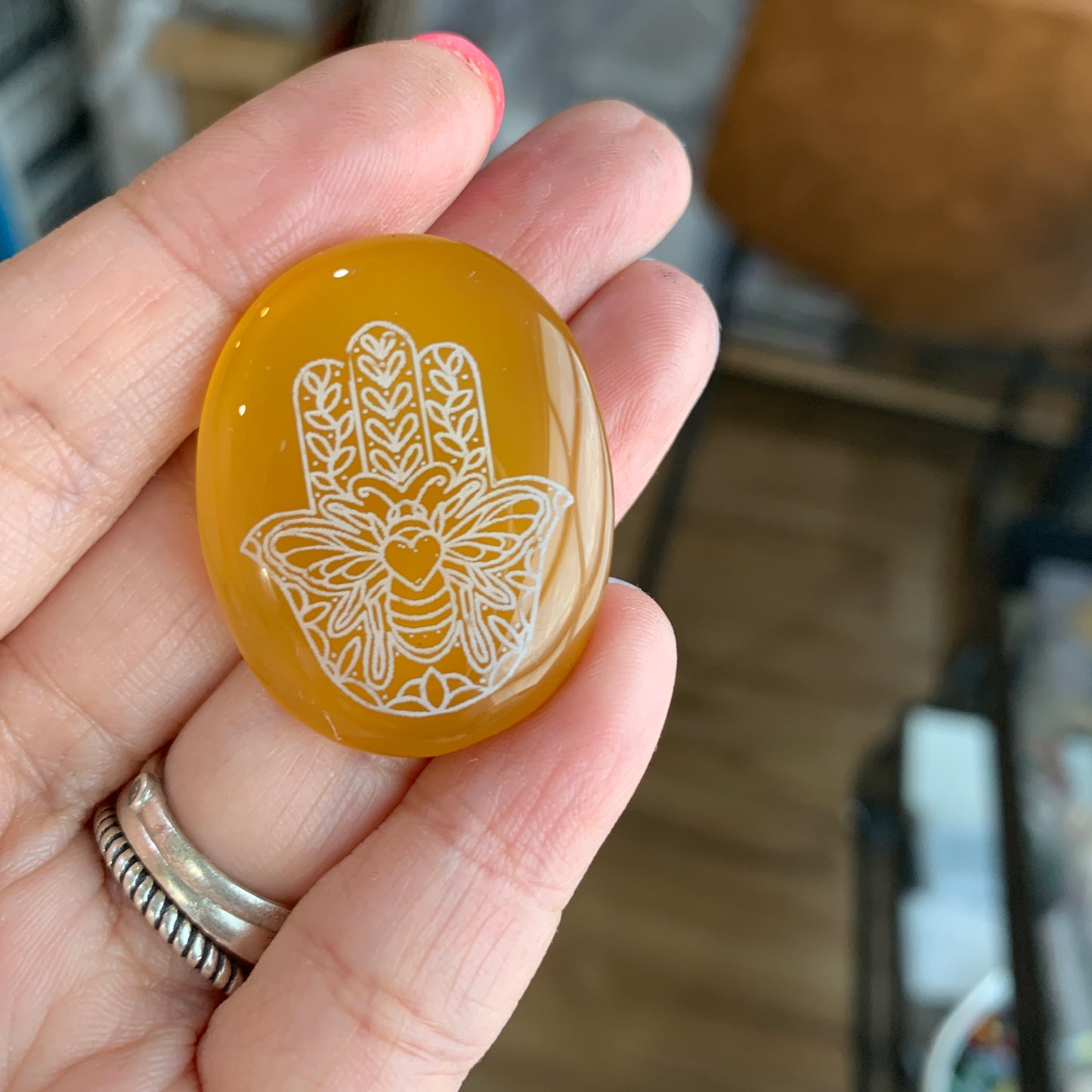 Engraved Onyx Cabochon