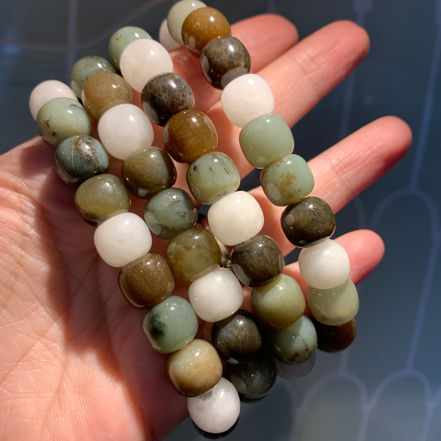 Jade Bracelet - Round - Bamboo - Cubed