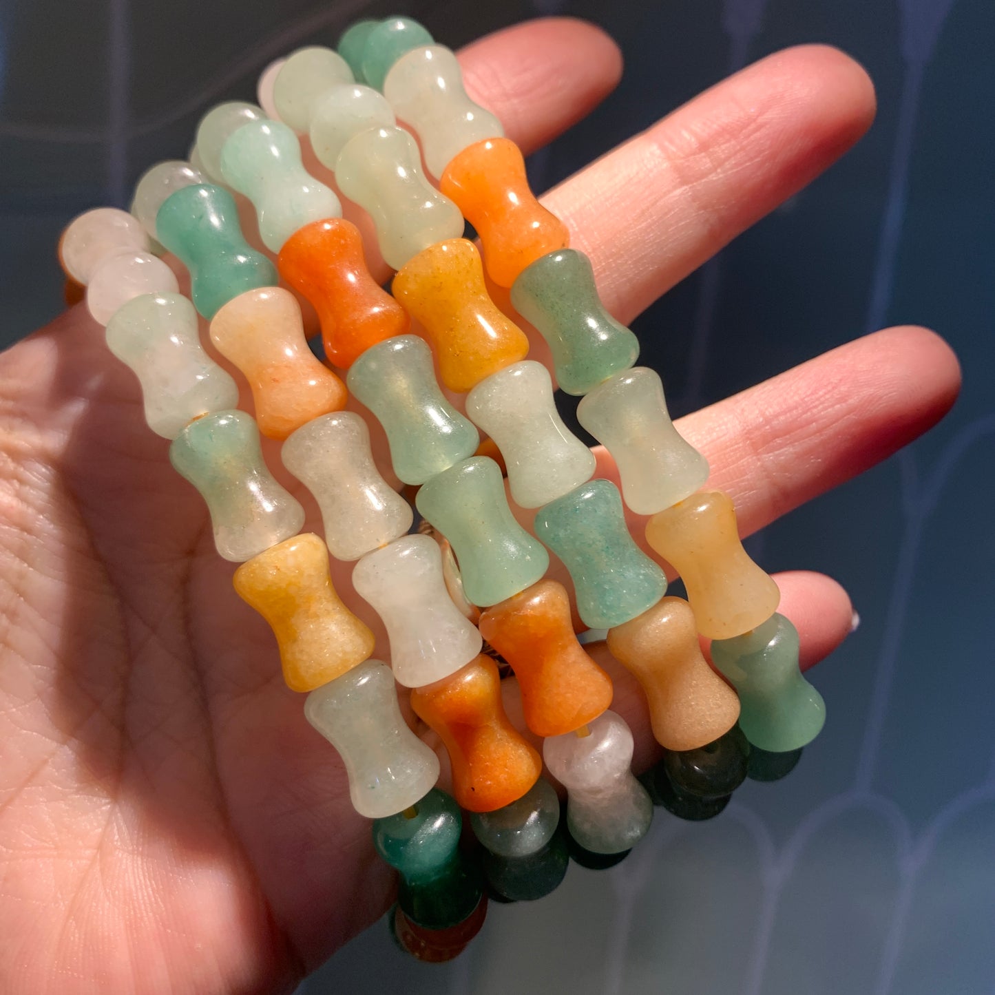 Jade Bracelet - Round - Bamboo - Cubed
