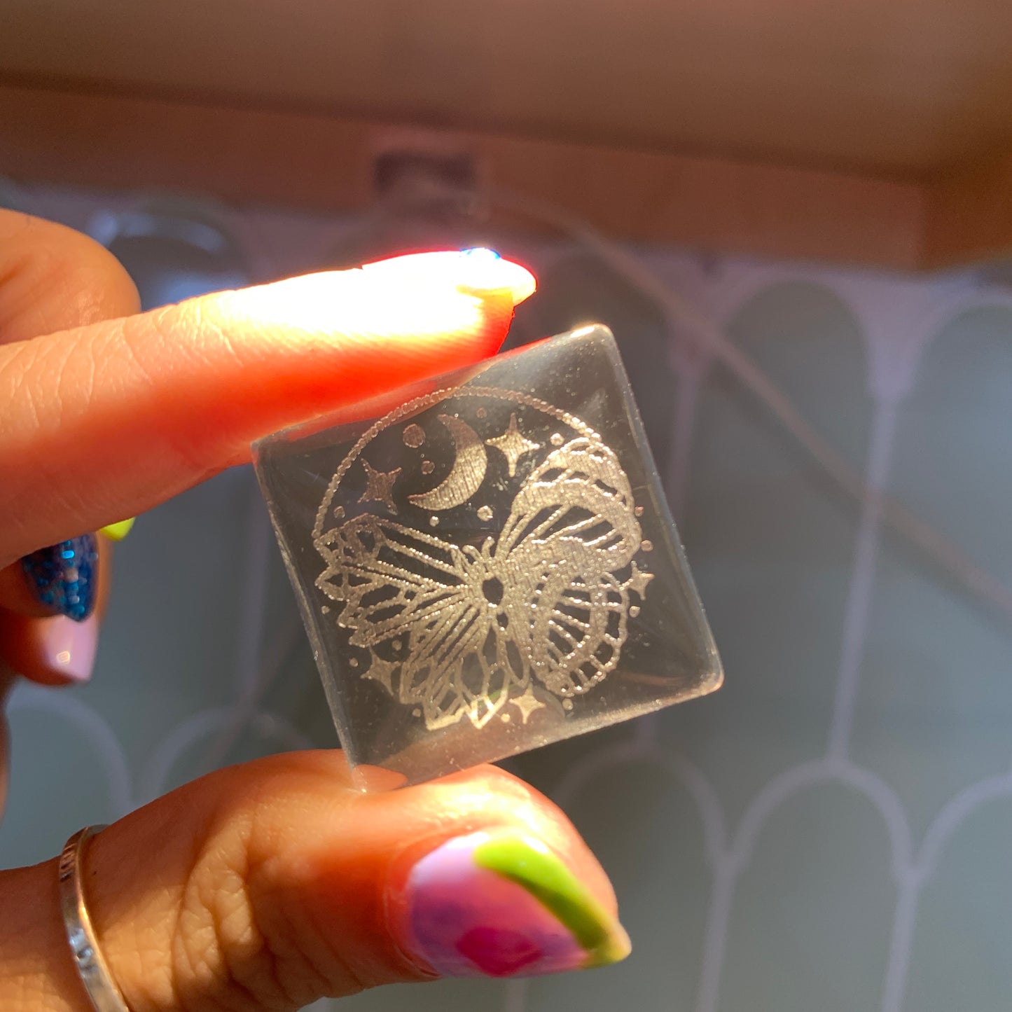 Engraved Glass Cab - Made to order - Clear