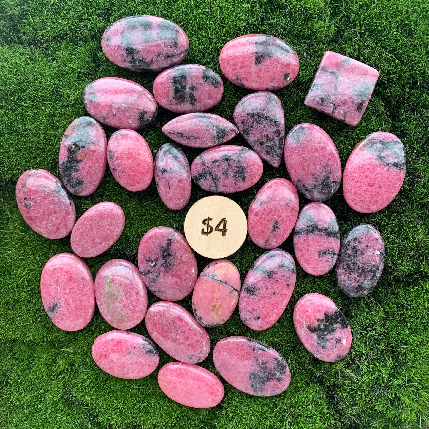 Rhodonite Cabochon - Oval - Square - Teardrop - Marquise