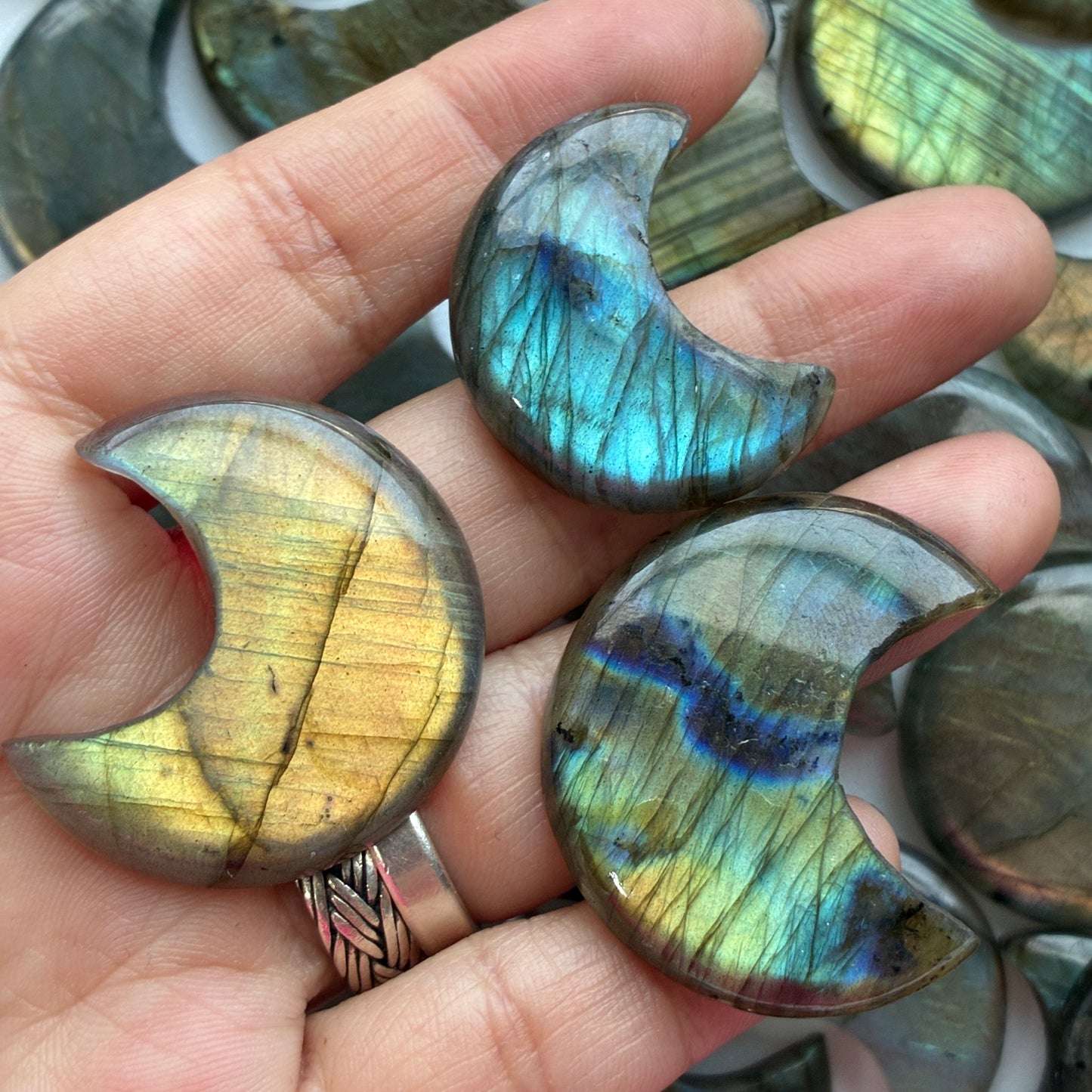 Labradorite Moon Shape Cabochon